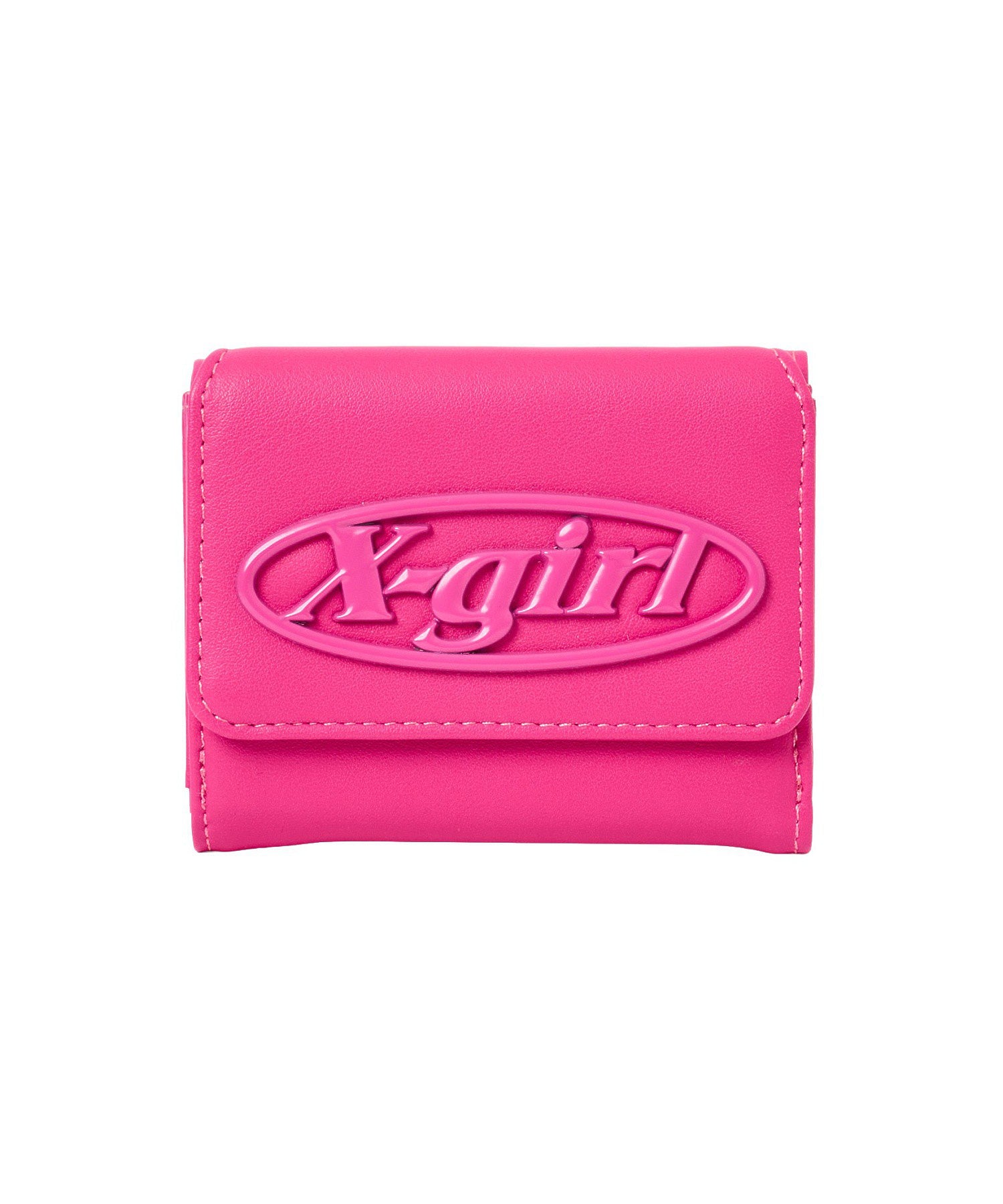 TONAL OVAL LOGO BUCKLE FAUX LEATHER MINI WALLET