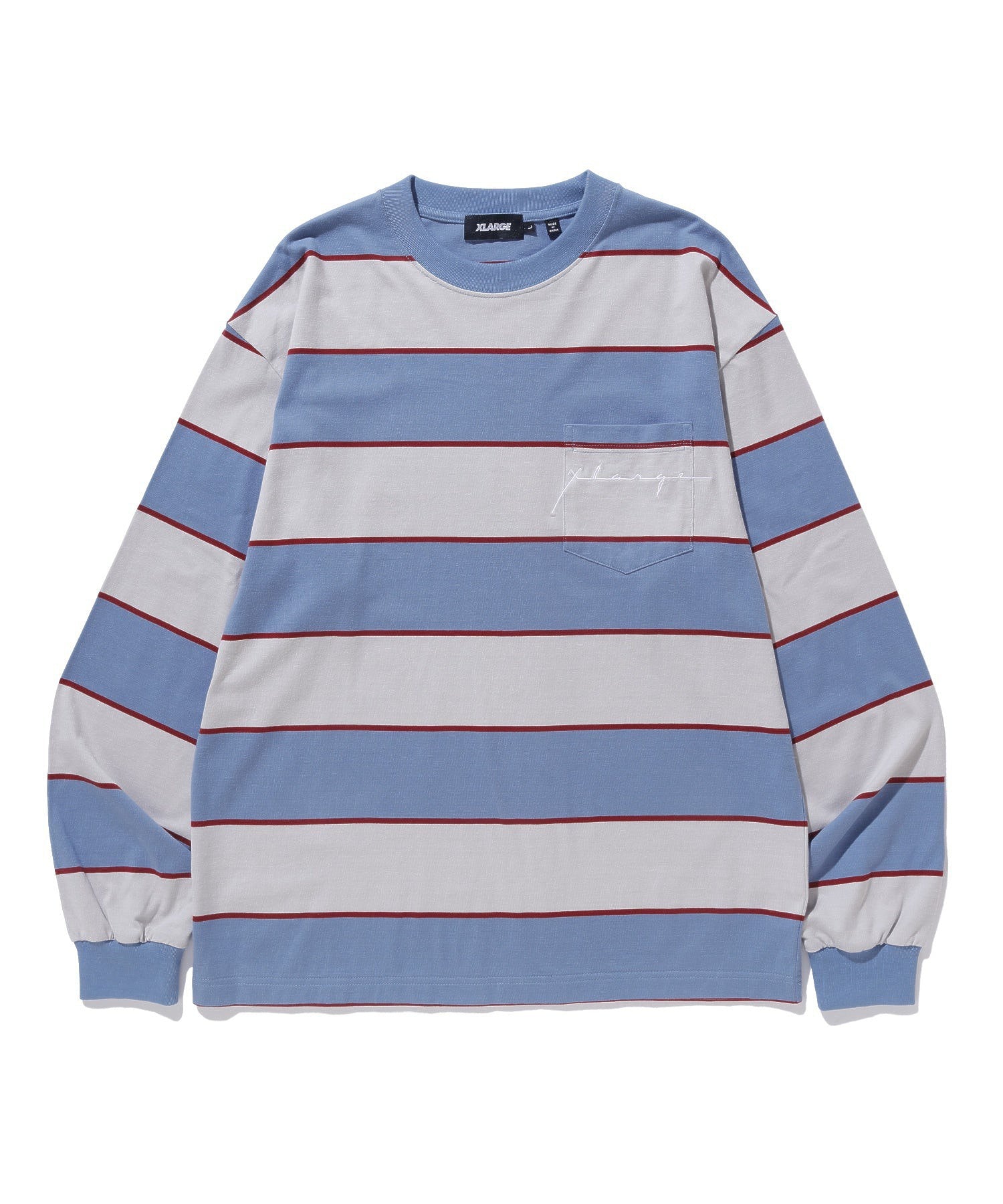 STRIPED L/S POCKET TEE XLARGE