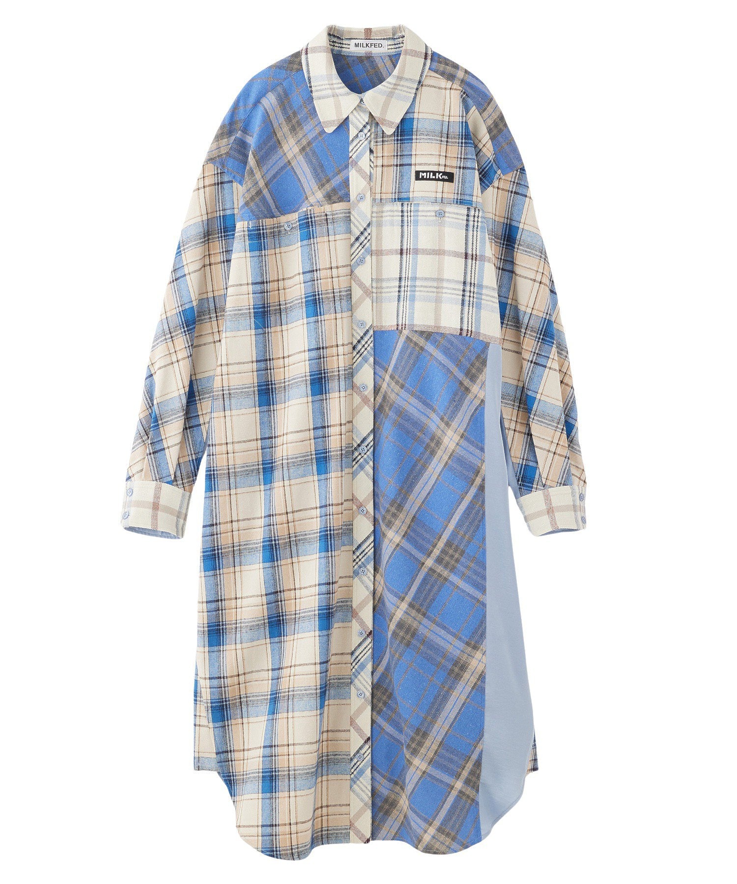 PLAID PATCHWORK SHIRT DRESS