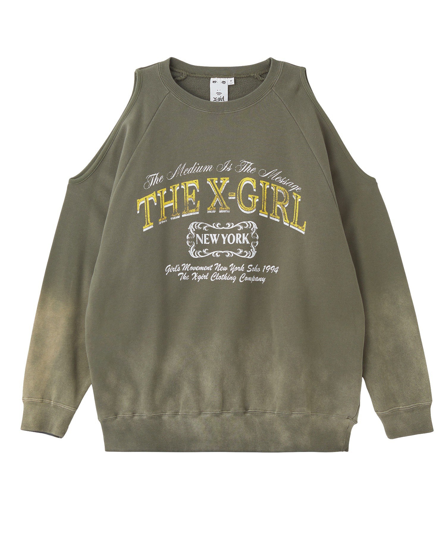 GRADIENT SPRAY OPEN-SHOULDER SWEATSHIRT