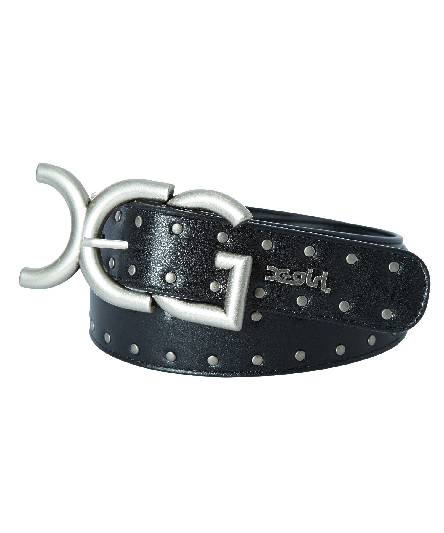 XG BUCKLE STUDDED FAUX LEATHER BELT
