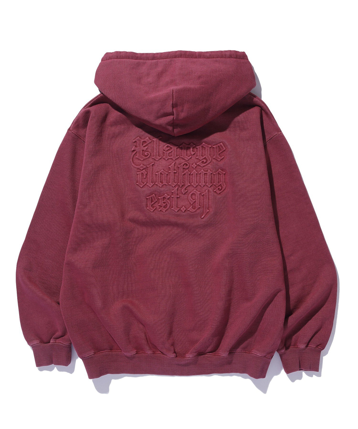 PIGMENT EMBOSSED ZIP HOODED SWEATSHIRT