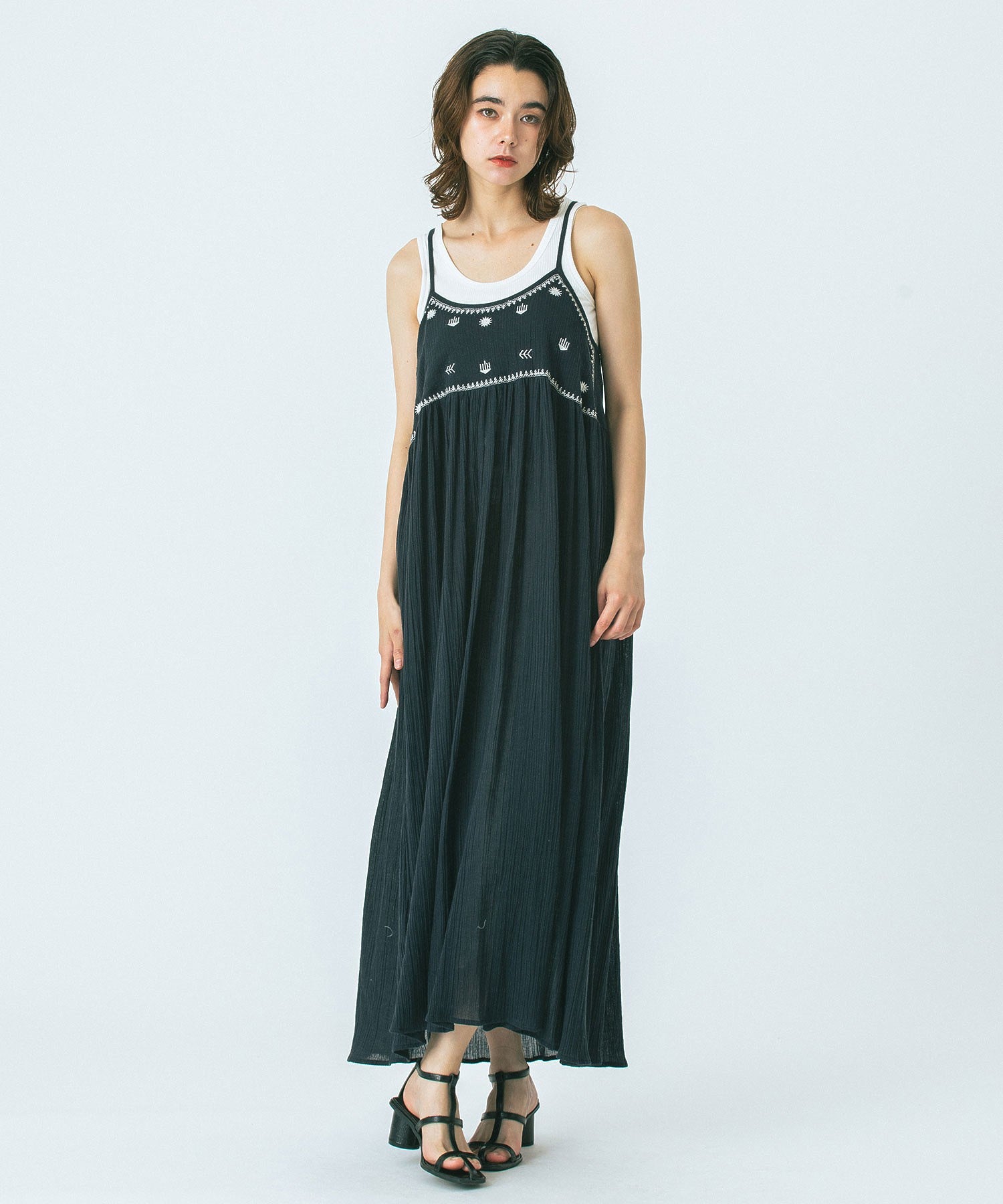 HLAADA for ROSE BUD/EMBROIDERY SLIP DRESS