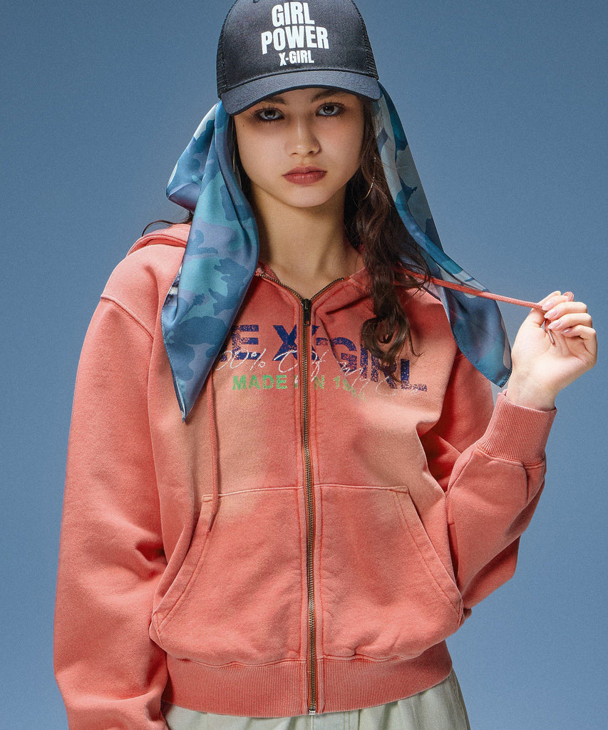FADED LOGO PRINT ZIP UP SWEAT HOODIE – calif（カリフ）公式サイト