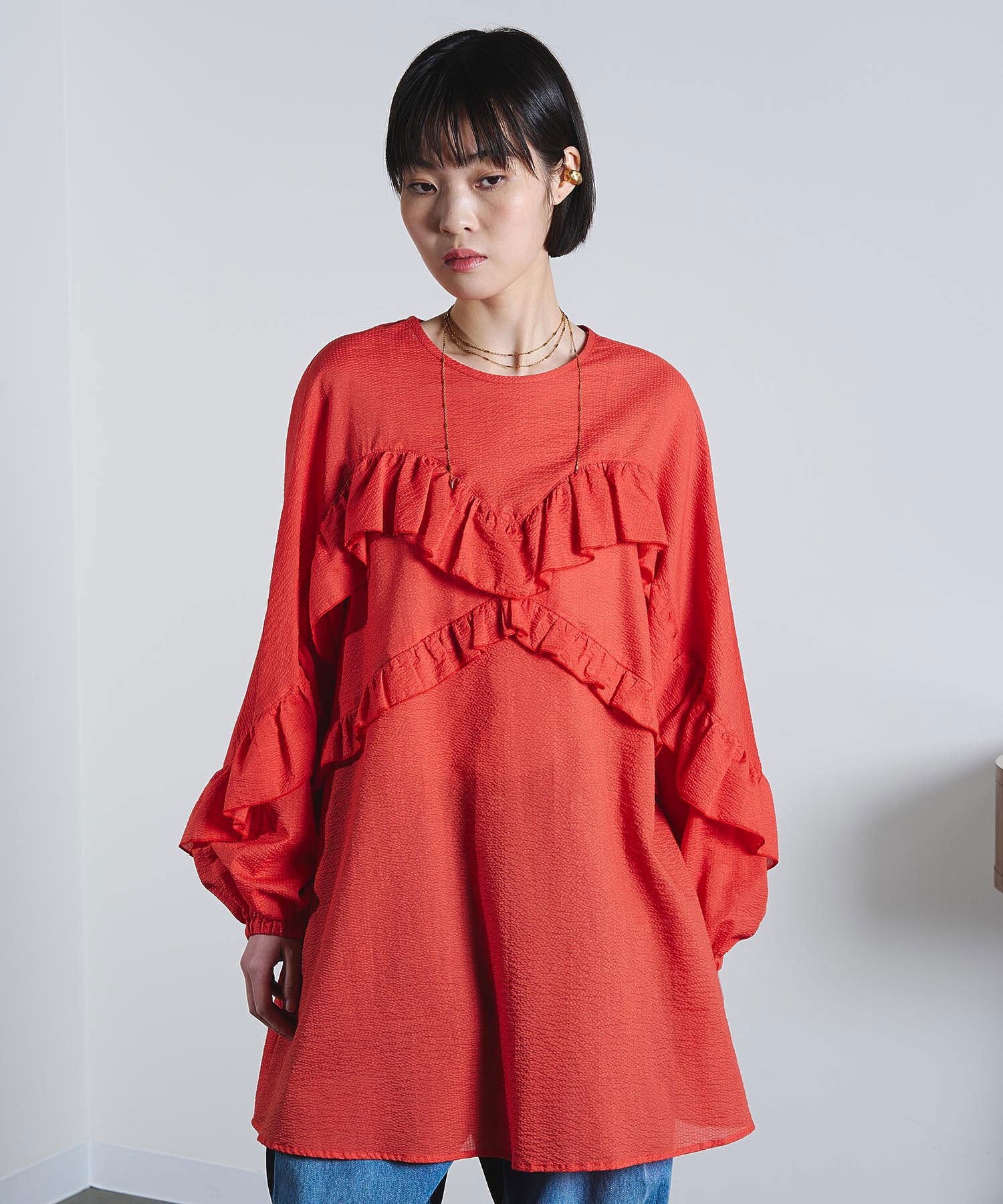 mici/RUFFLE TUNIC BLOUSE