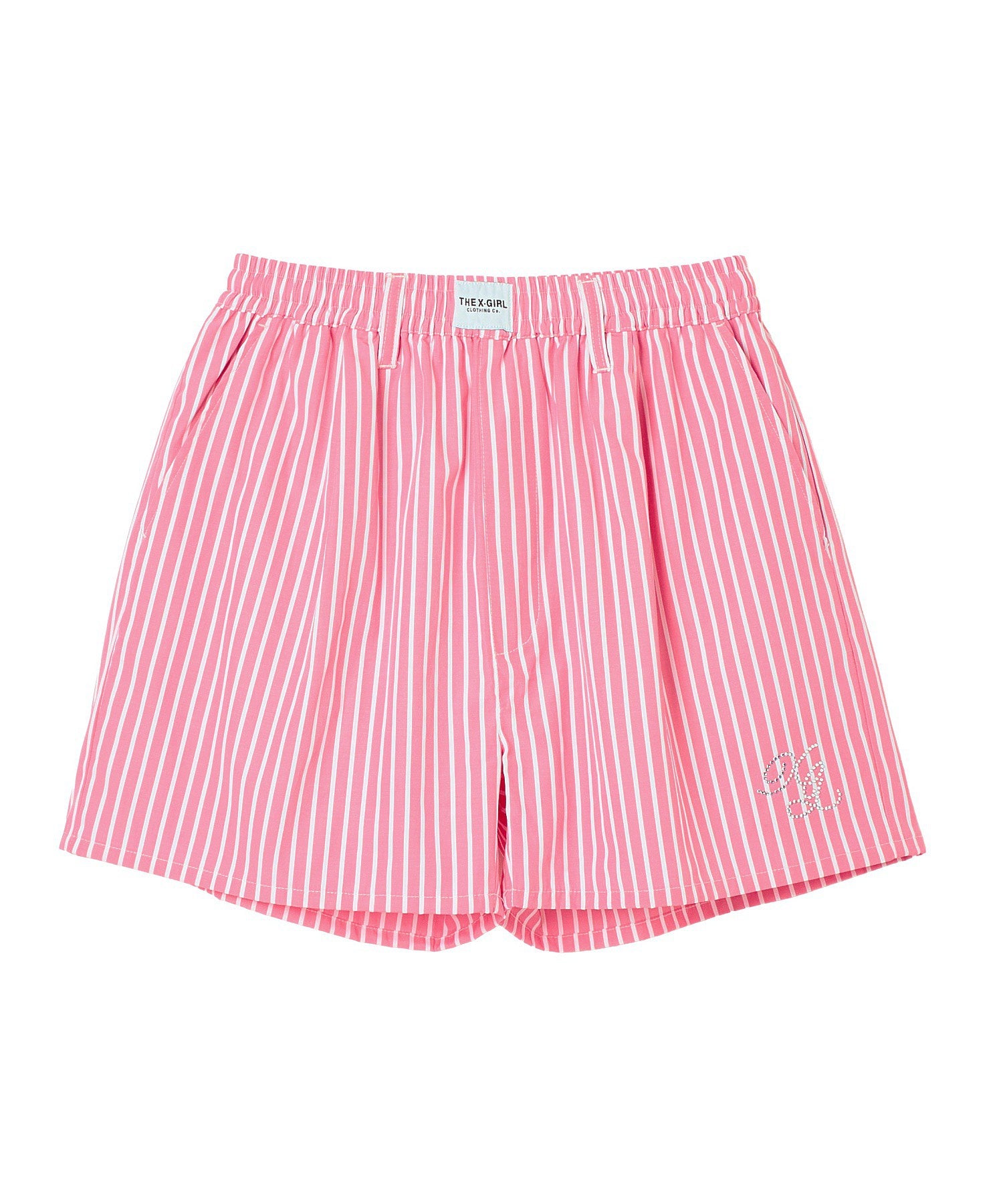 STRIPED RHINESTONE SHORTS