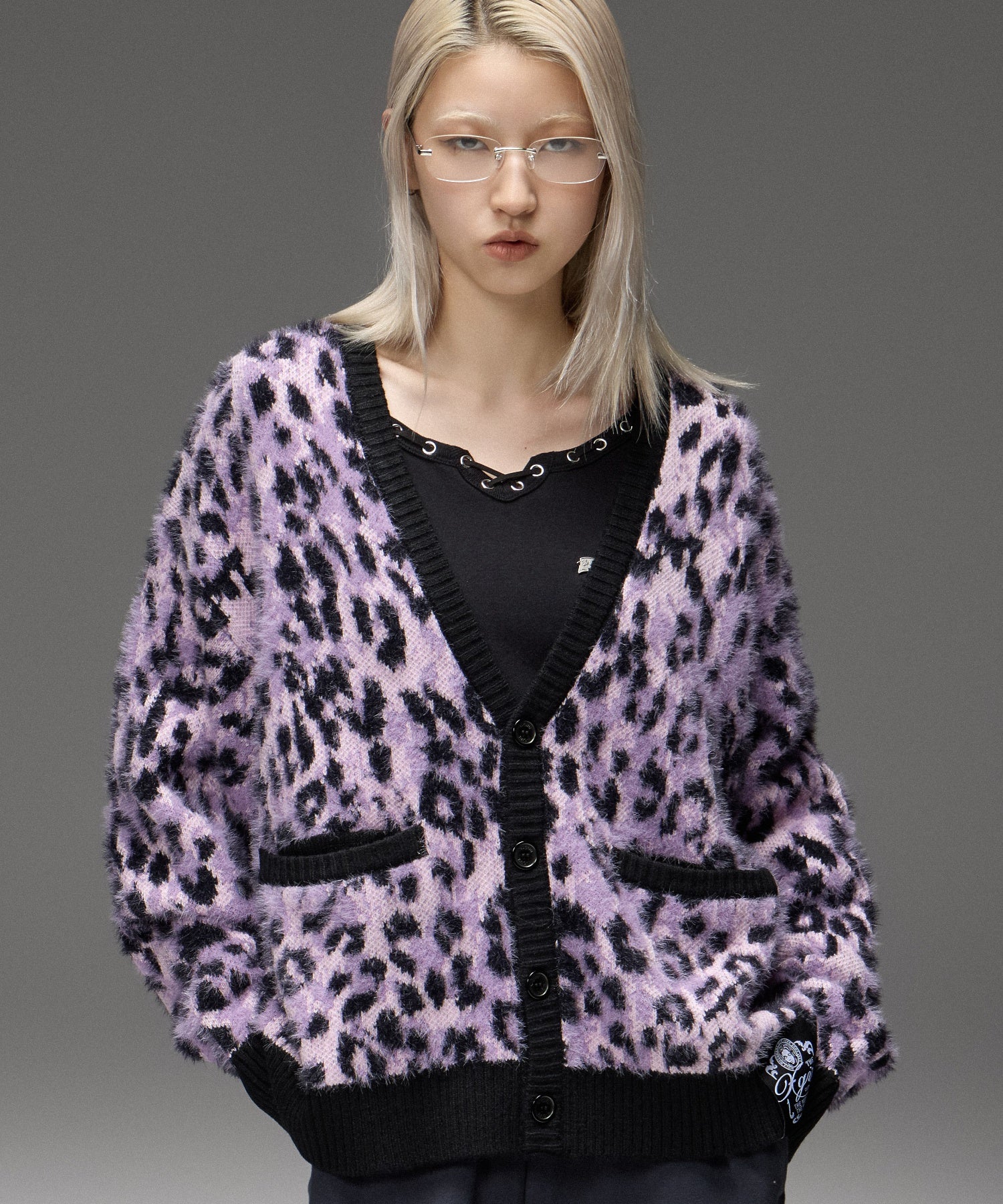 LEOPARD SHAGGY KNIT CARDIGAN