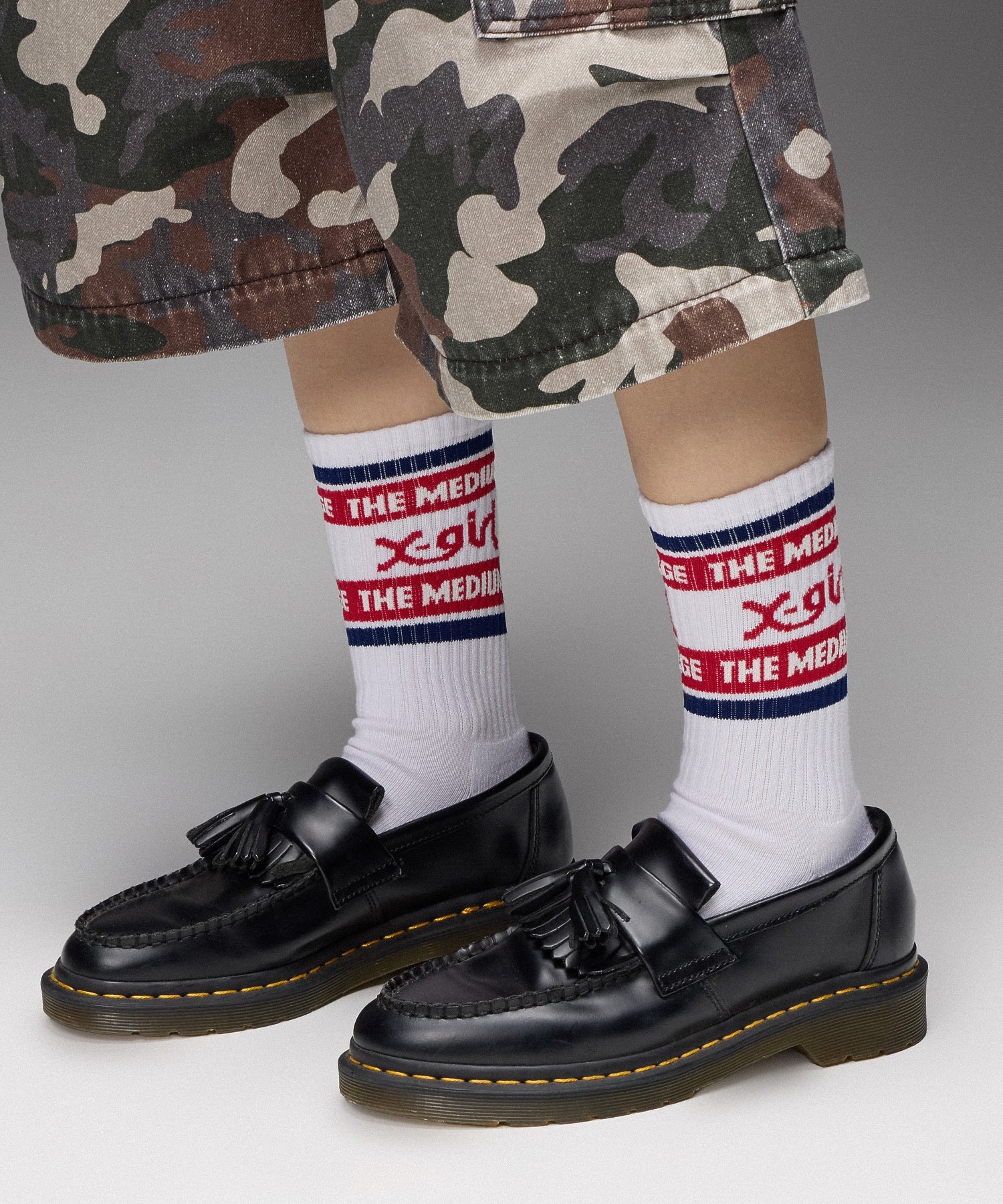 MILLS LOGO STRIPED JACQUARD RIB SOCKS