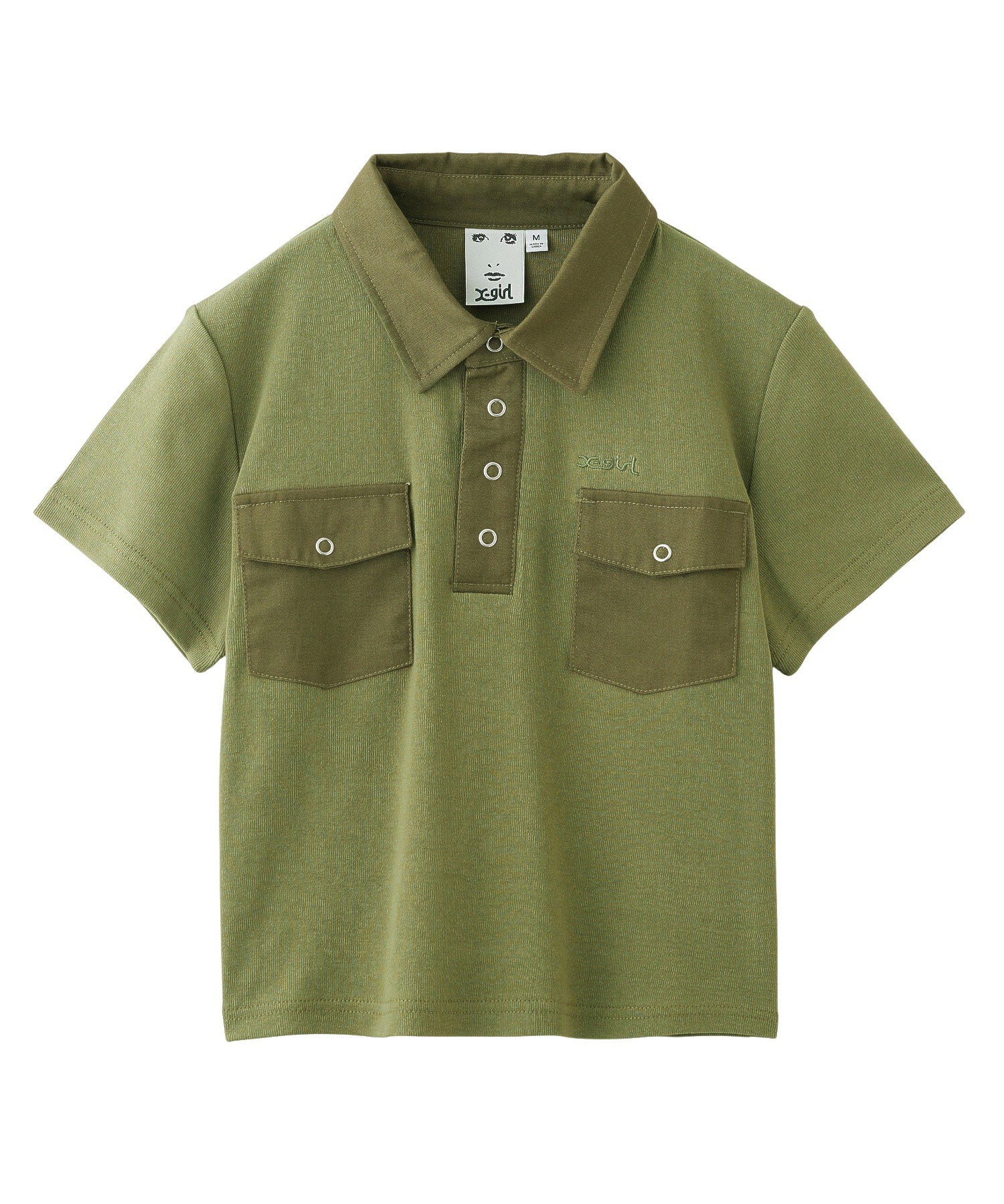 WOVEN MIX POLO TOP