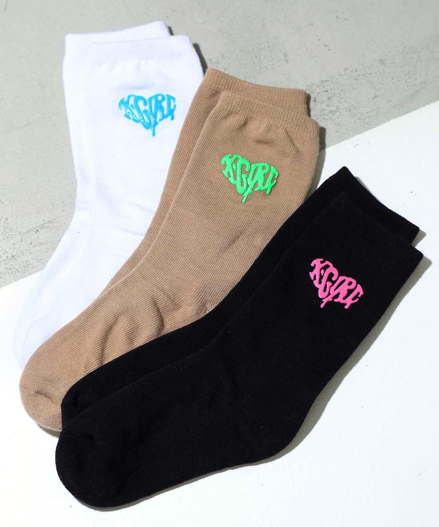 DRIPPING HEART LOGO SOCKS X-girl