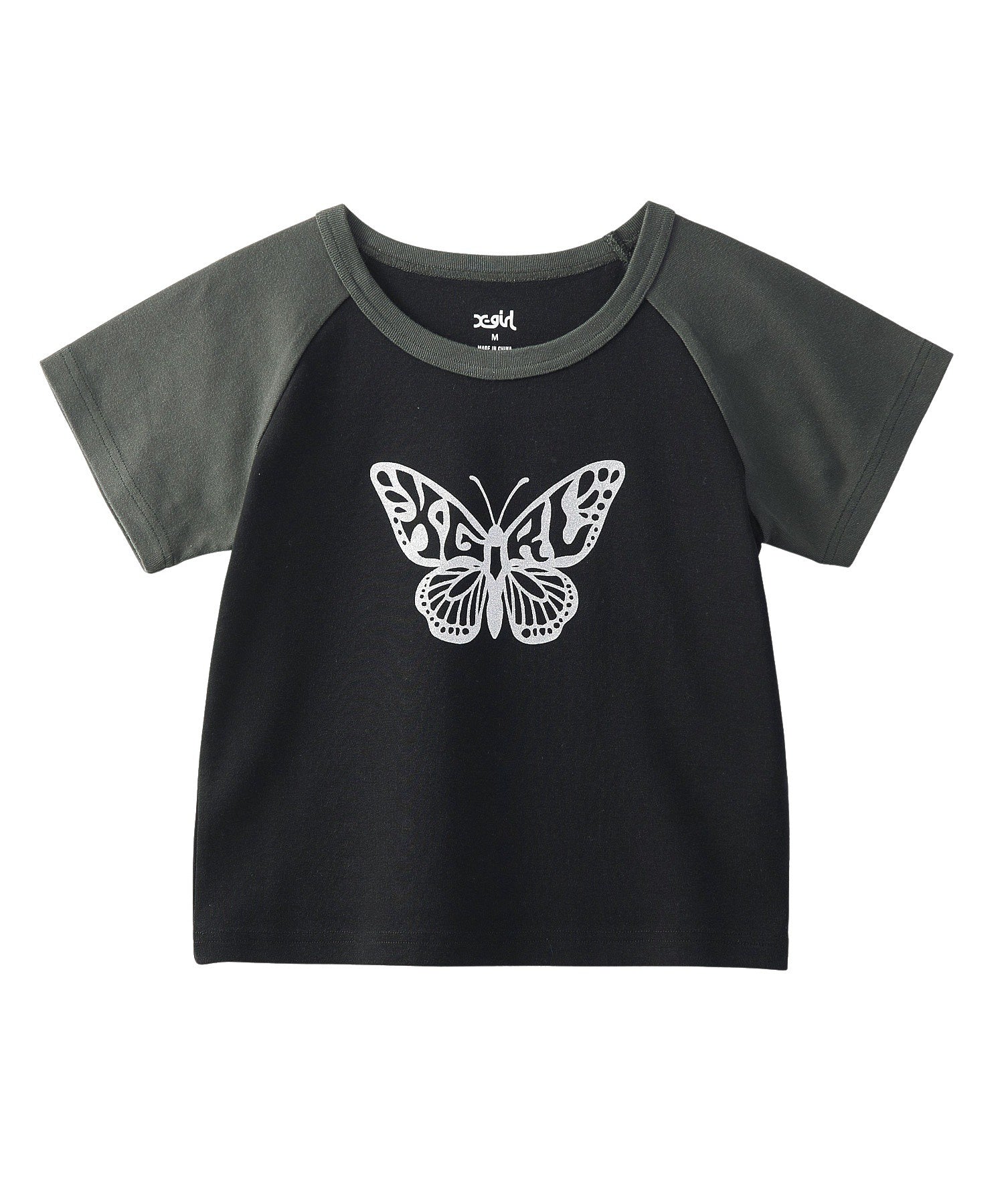 GLITTER BUTTERFLY RAGLAN S/S BABY TEE
