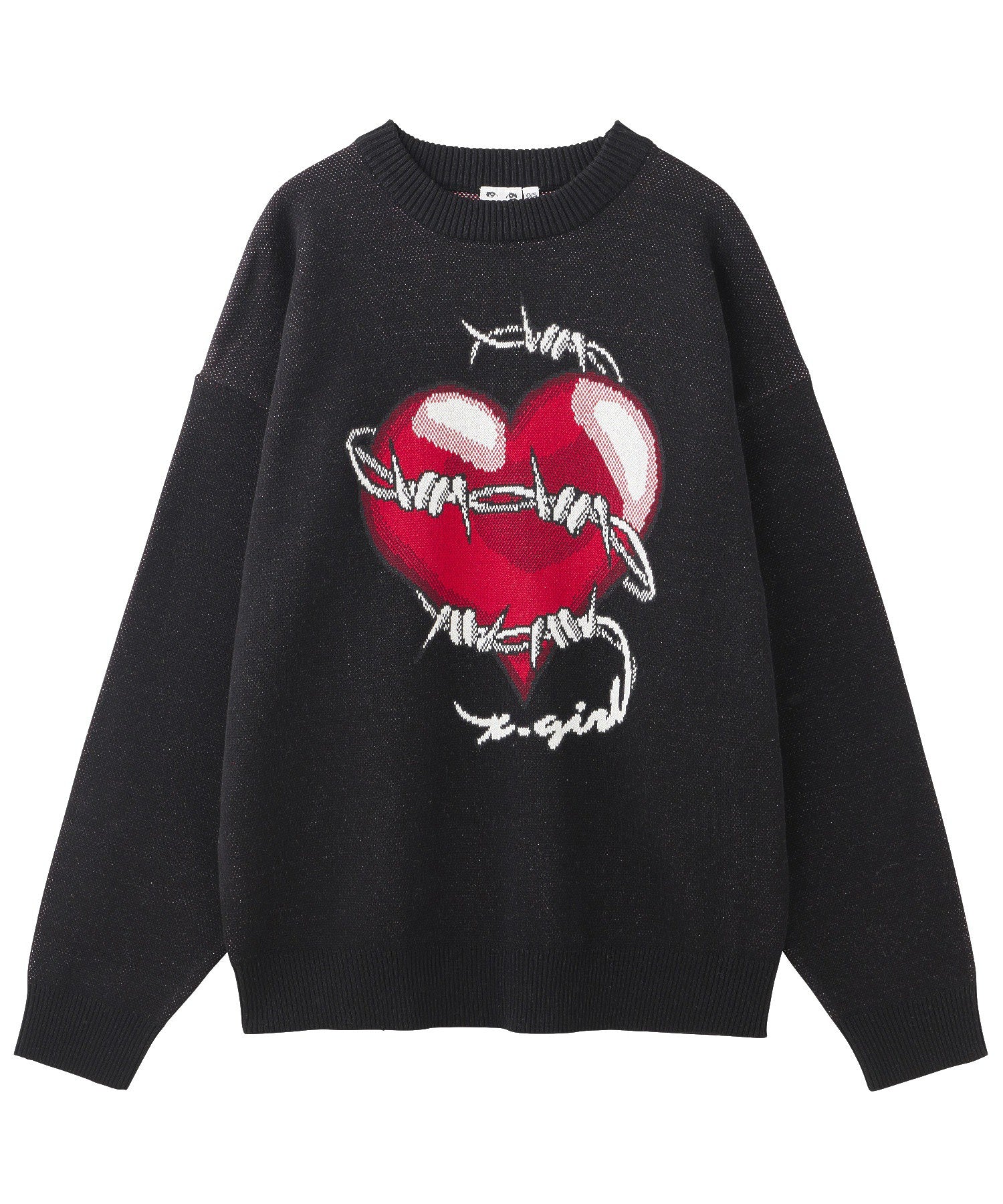 HEART BARBED WIRE JACQUARD KNIT TOP