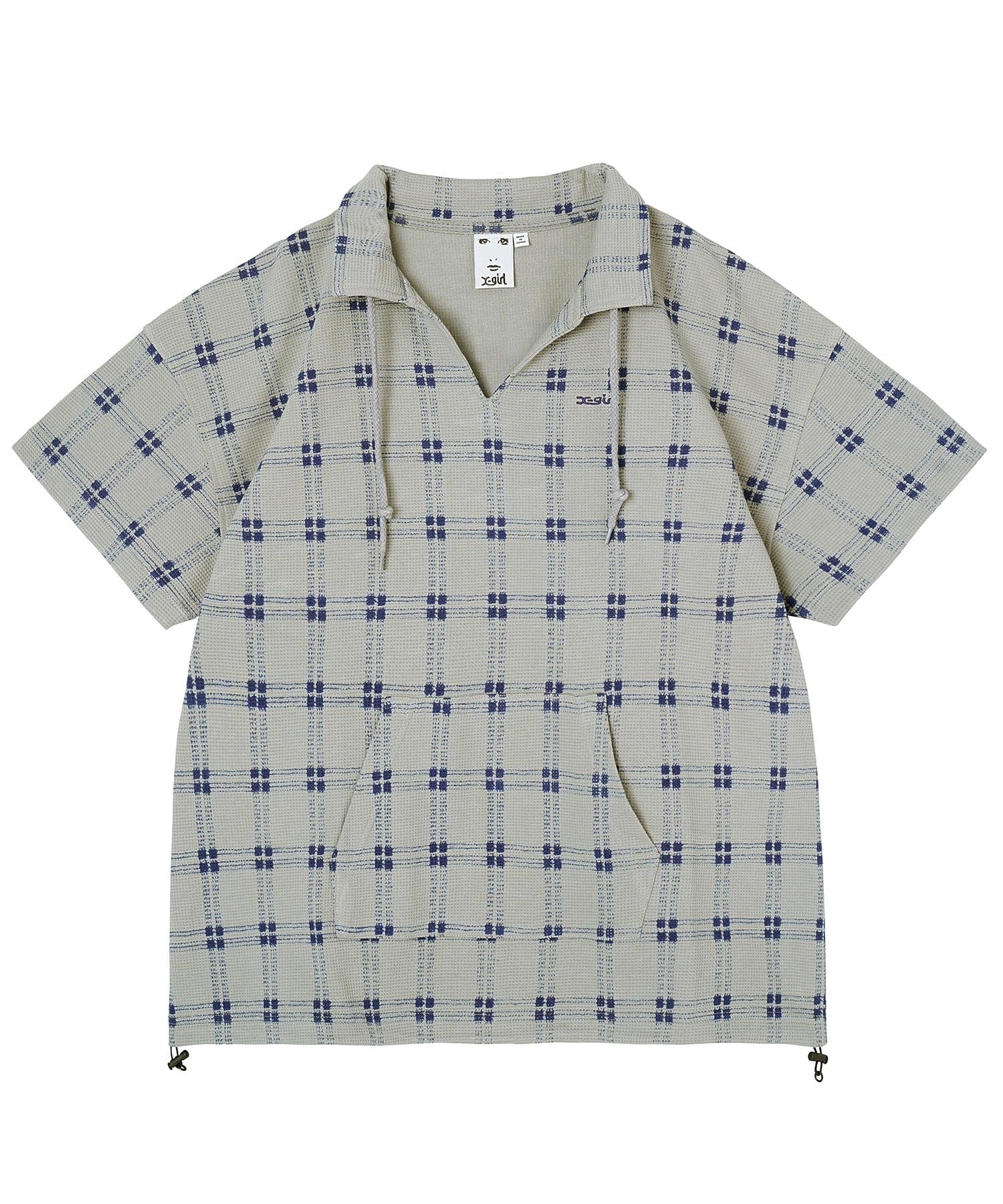 PLAID WAFFLE TUNIC TOP X-girl