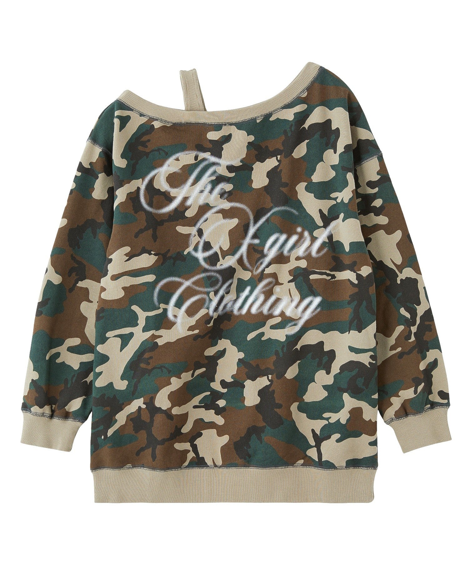 SCRIPT LOGO OFF SHOULDER SWEATSHIRT