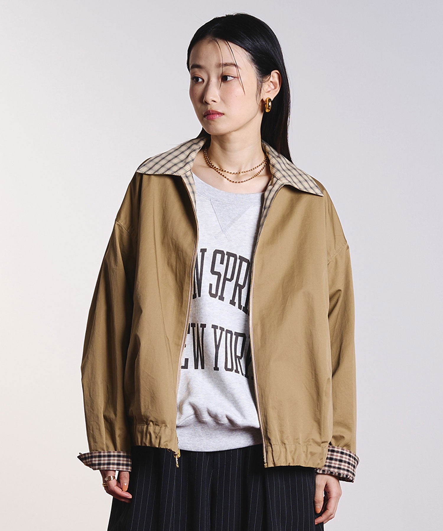 CREOLME/REVERSIBLE CHECK JACKET