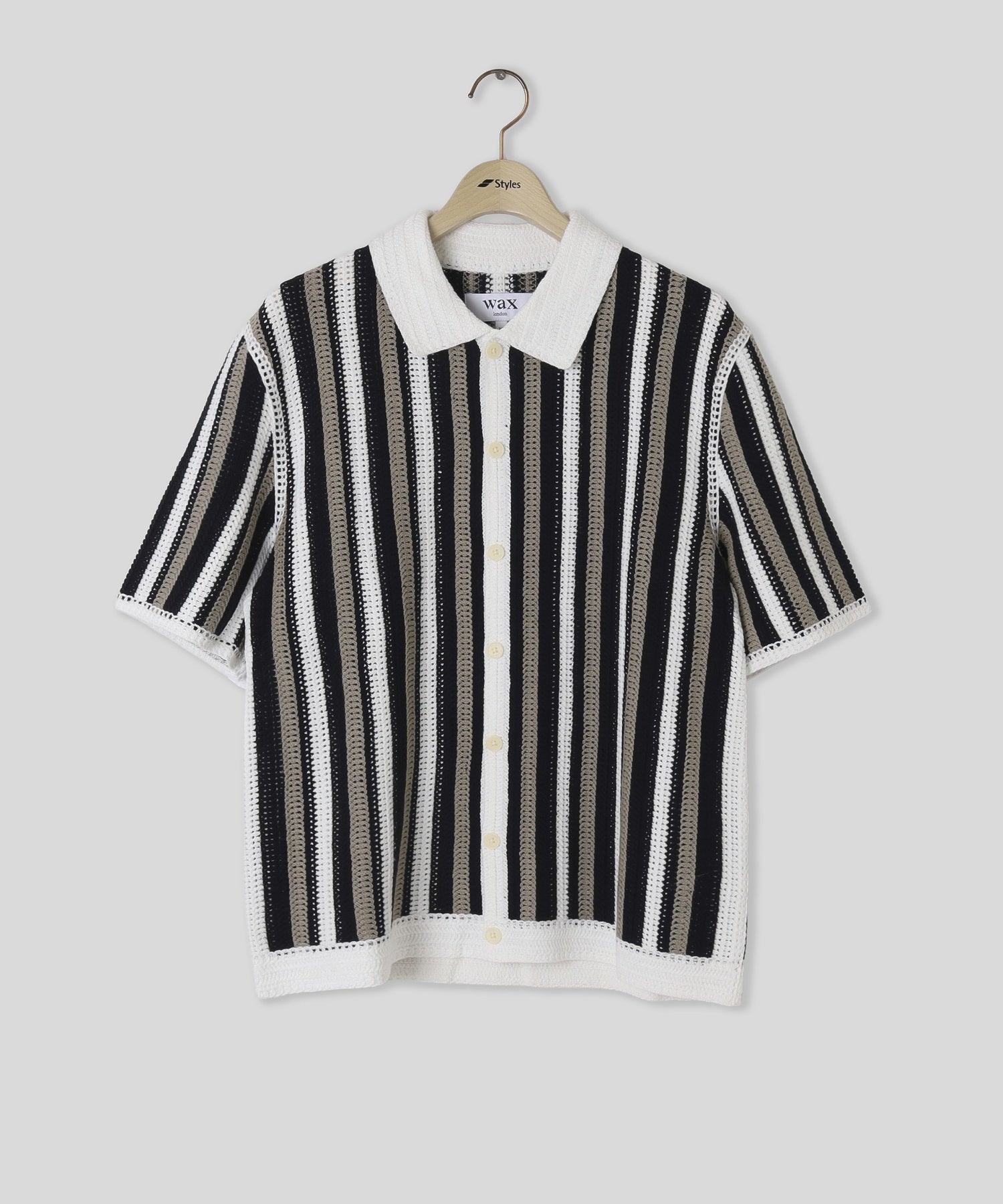 WAX LONDON/ワックスロンドン/PORTO SS POLO STRIPE CROCHET EBK