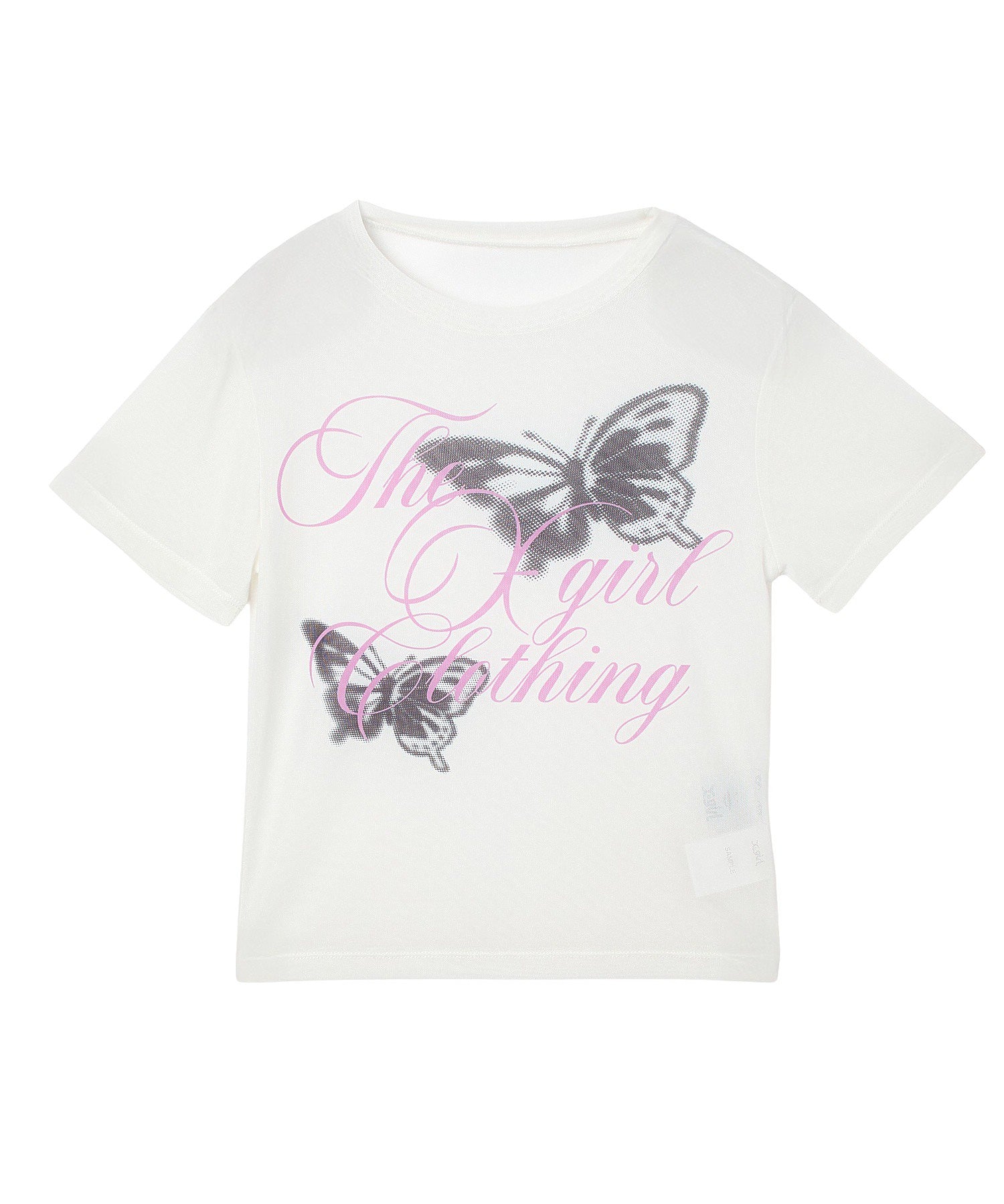 SCRIPT LOGO AND BUTTERFLY MESH S/S BABY TEE