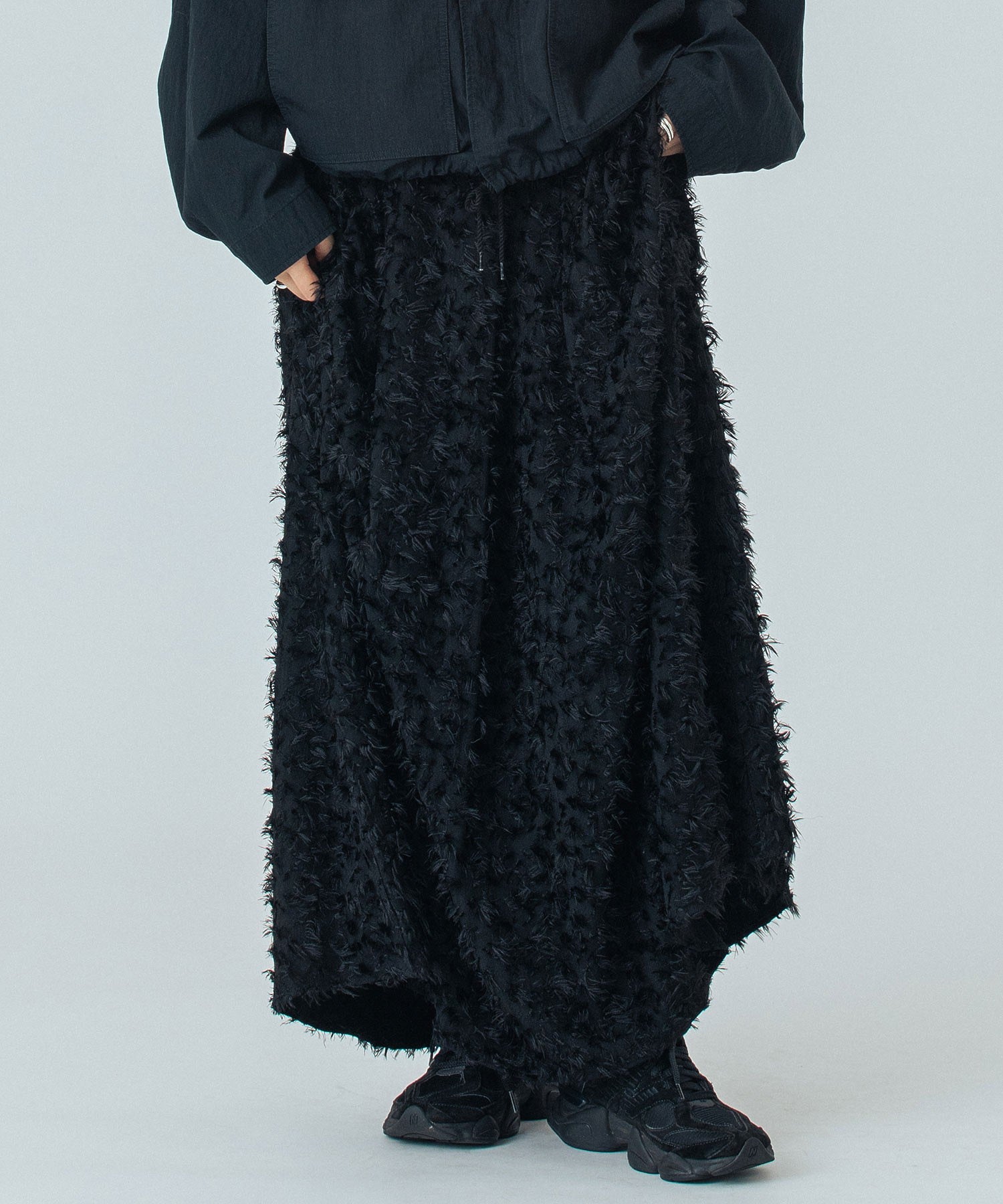 mici/JACQUARD TUCK LONG SKIRT