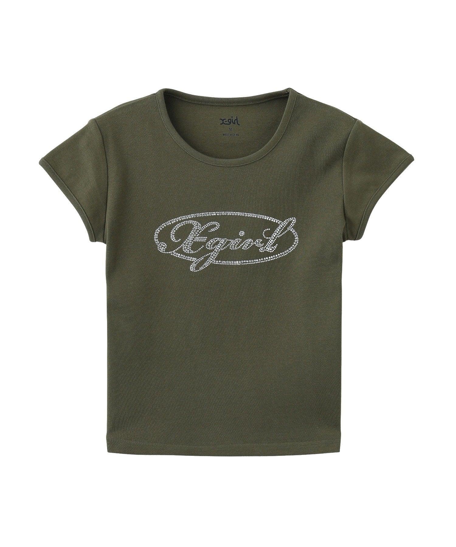 RHINESTONE OVAL CURSIVE LOGO S/S BABY TEE