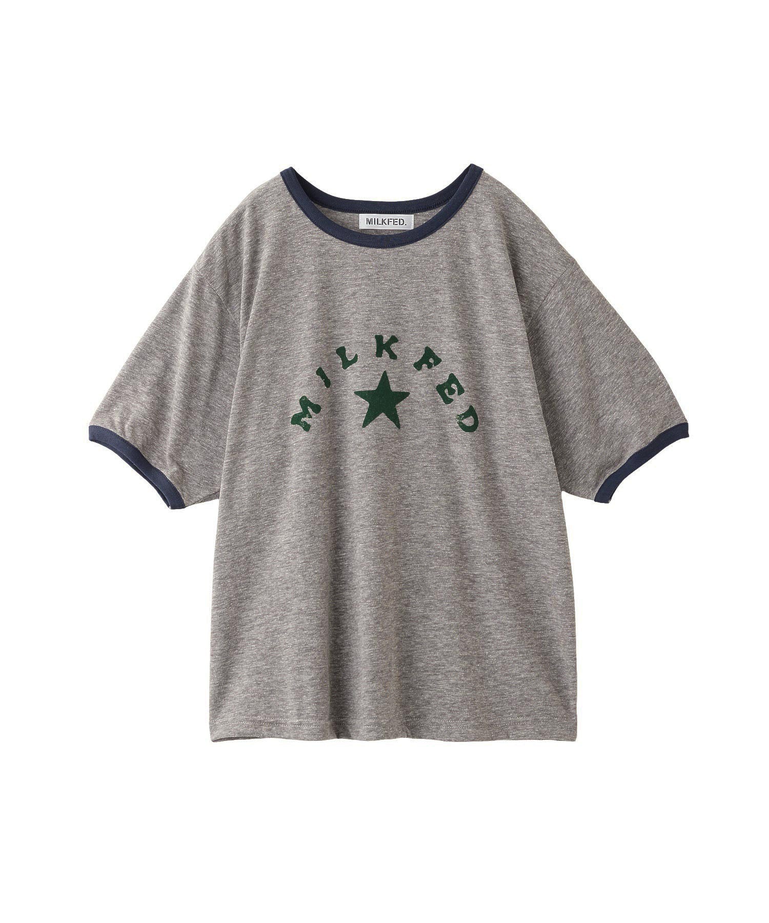 LOGO AND STAR FLOCKY PRINT RINGER TEE