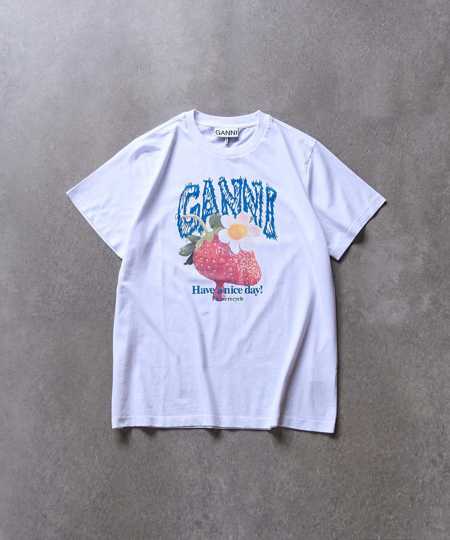 GANNI/BASIC COTTON JERSEY STRAWBERRY