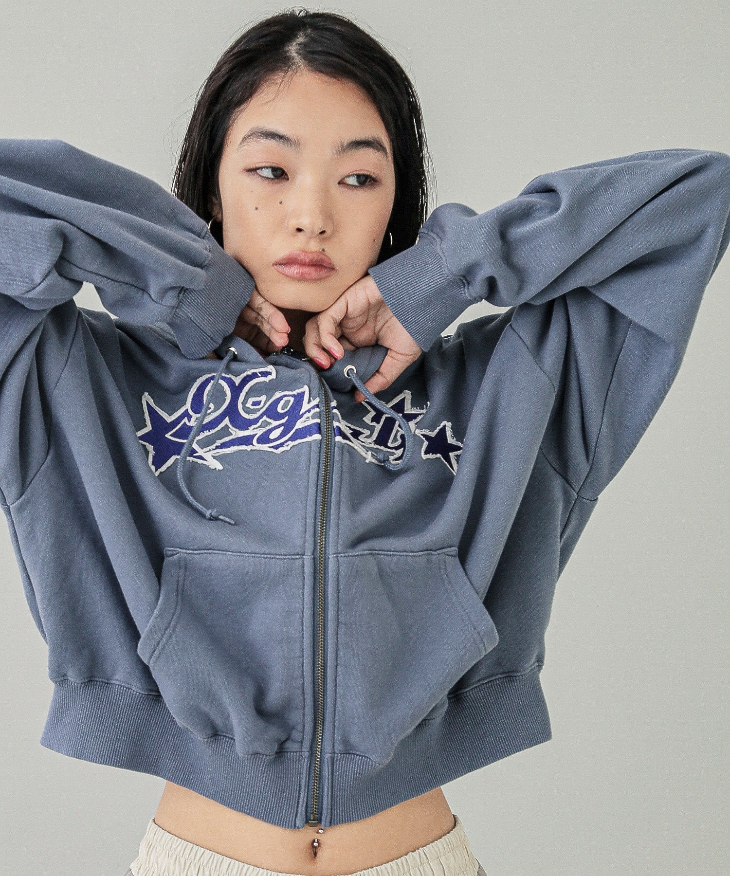 X-girl STAR LOGO ZIP UP HOODIE