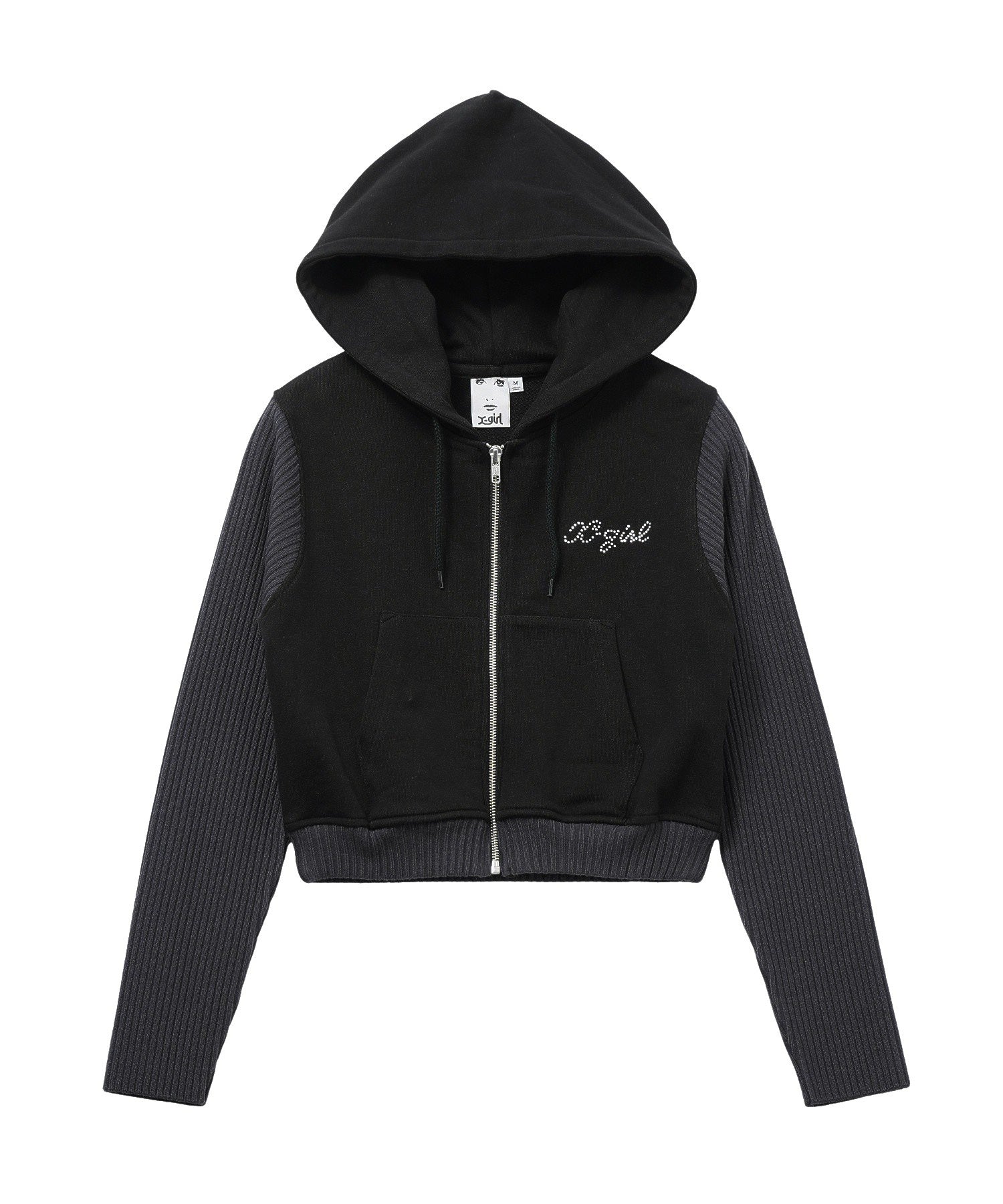 SWEAT AND KNIT ZIP UP HOODIE
