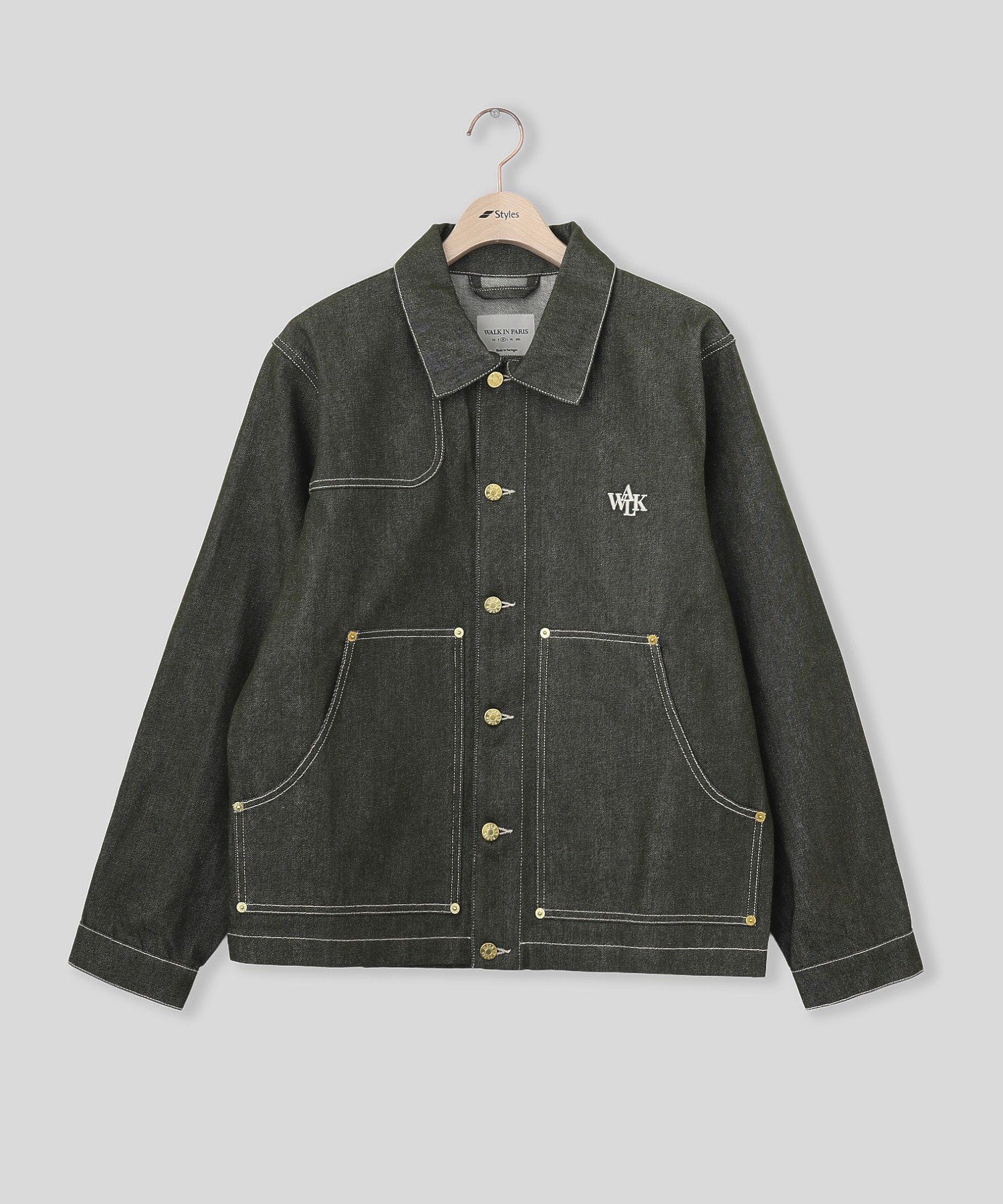 WALK IN PARIS/ウォーキンパリス/Raw green denim carpenters jacket