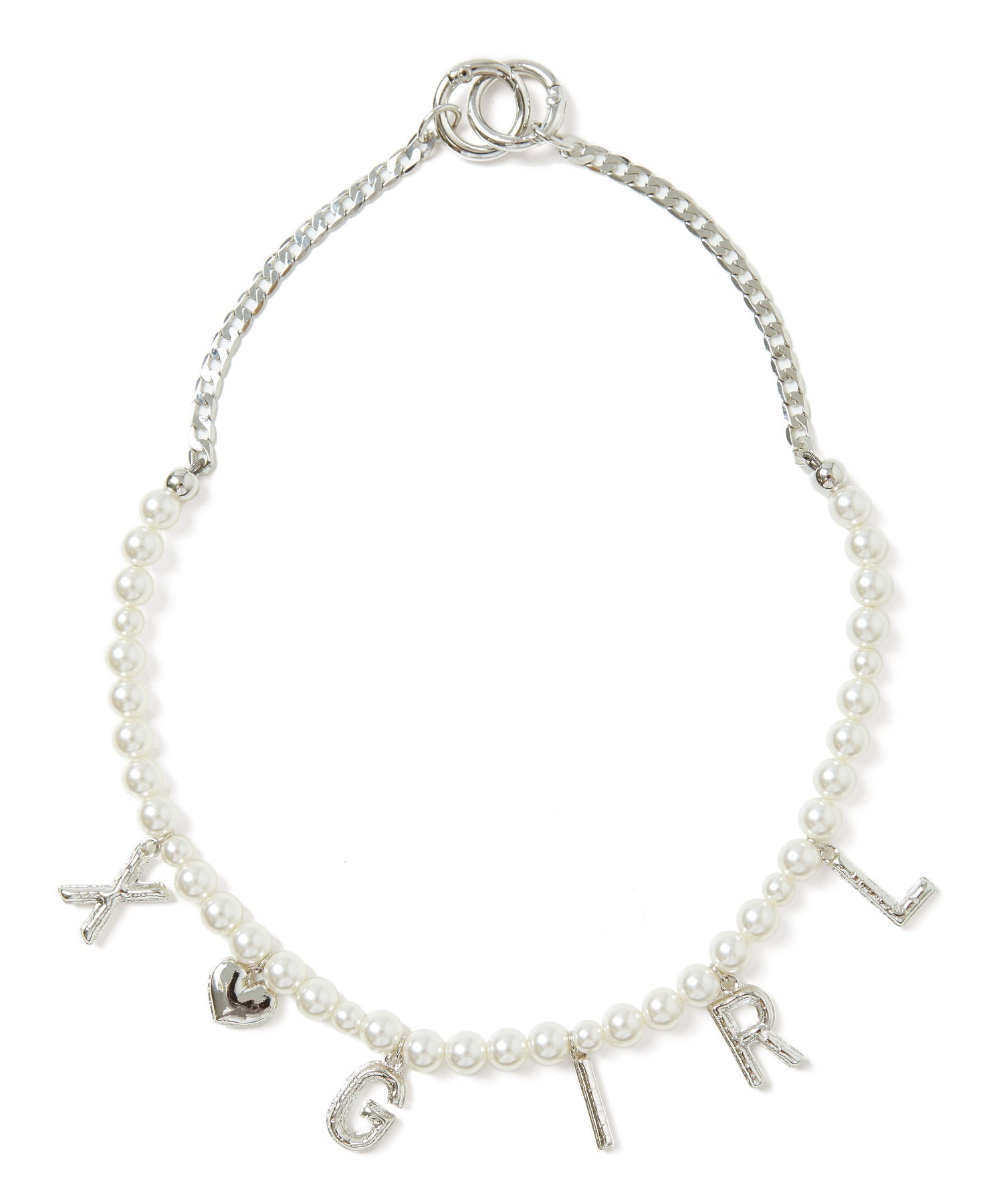 FAUX PEARL LOGO CHARM 2WAY CHAIN NECKLACE