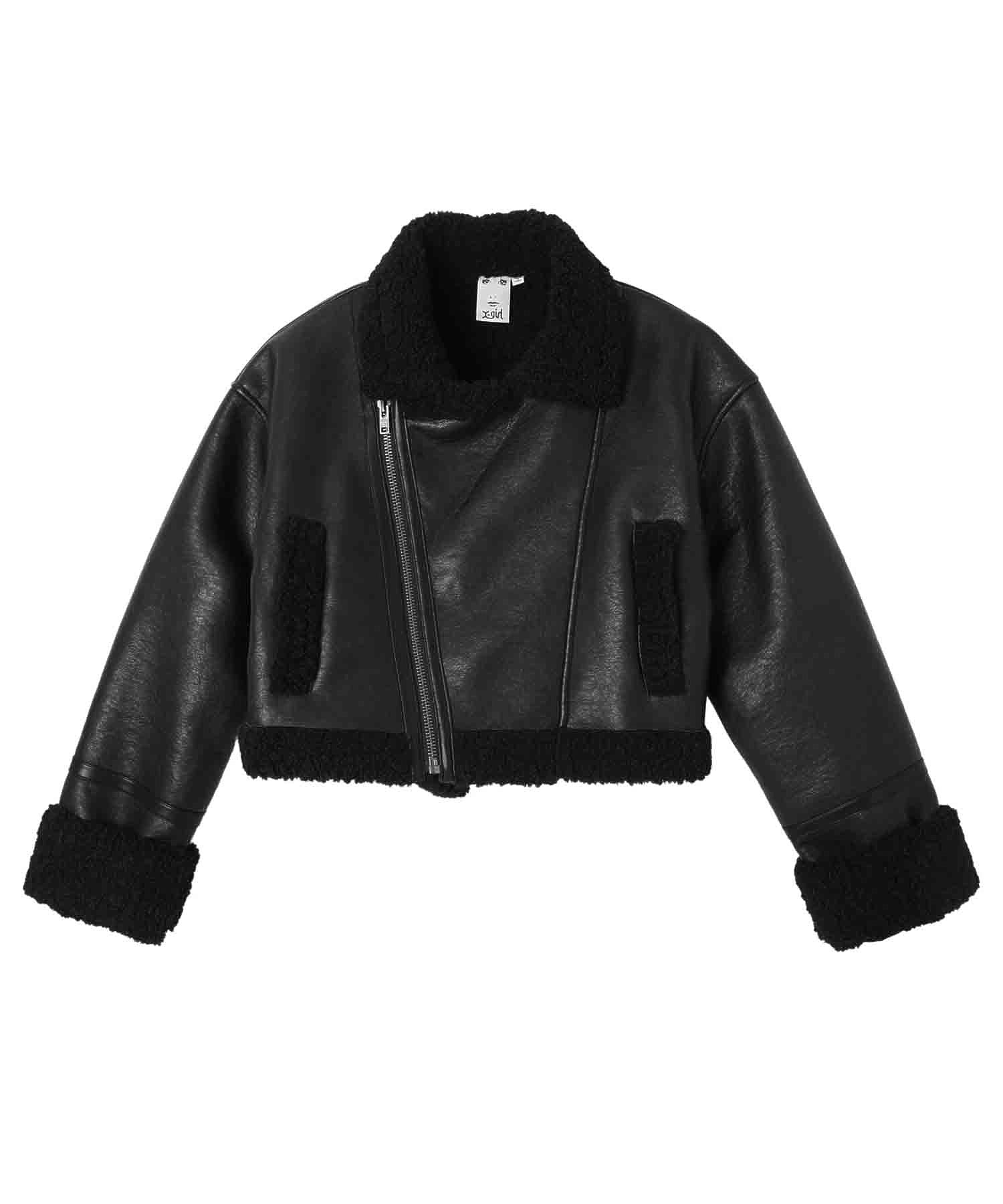 CROPPED FAUX MOUTON RIDER'S JACKET X-girl