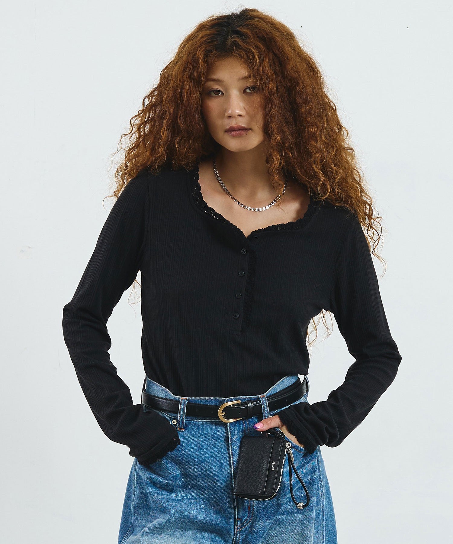 CREOLME/SQUARE NECK RIB TOP