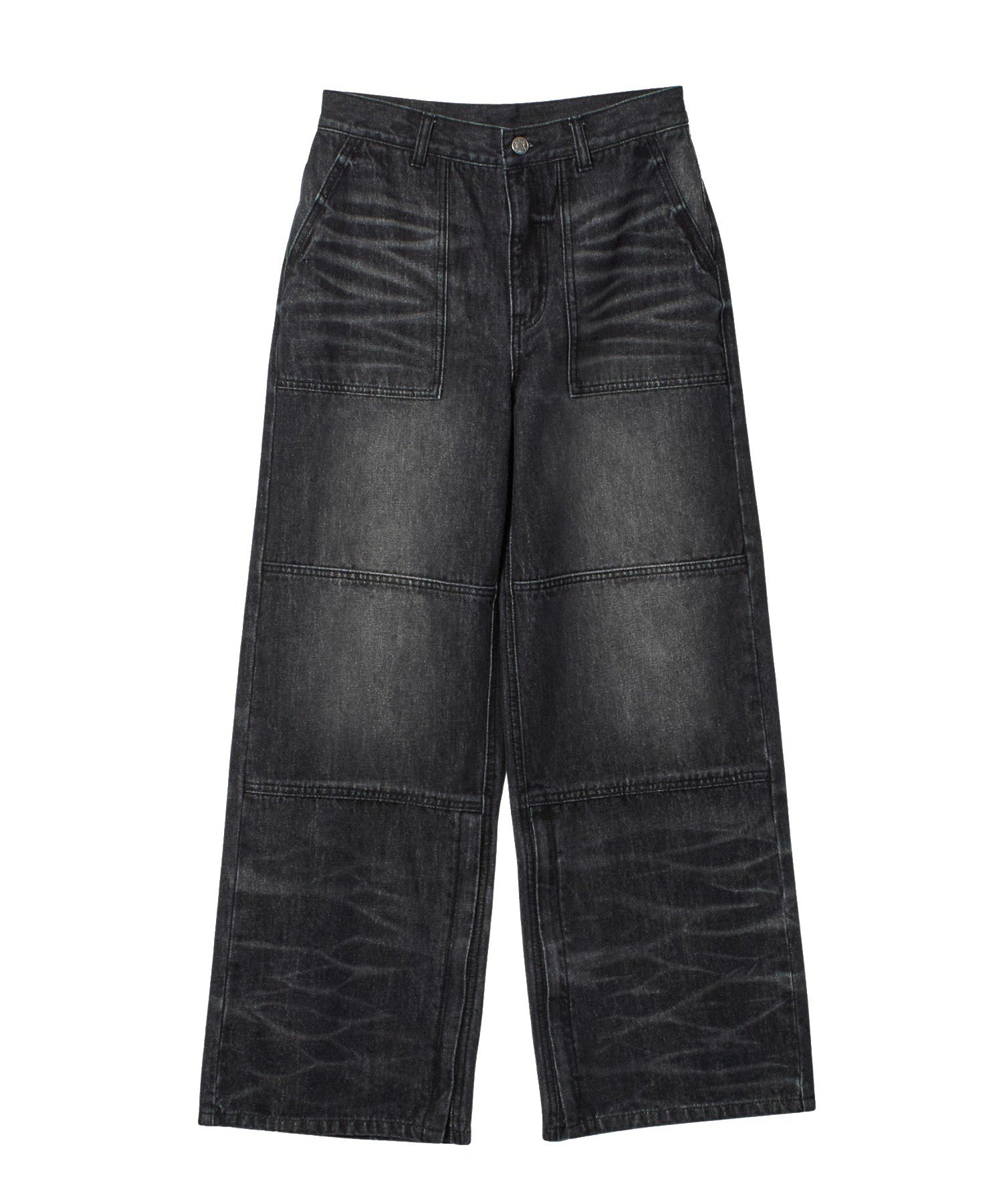 FADED WIDE LEG FLARE DENIM PANTS
