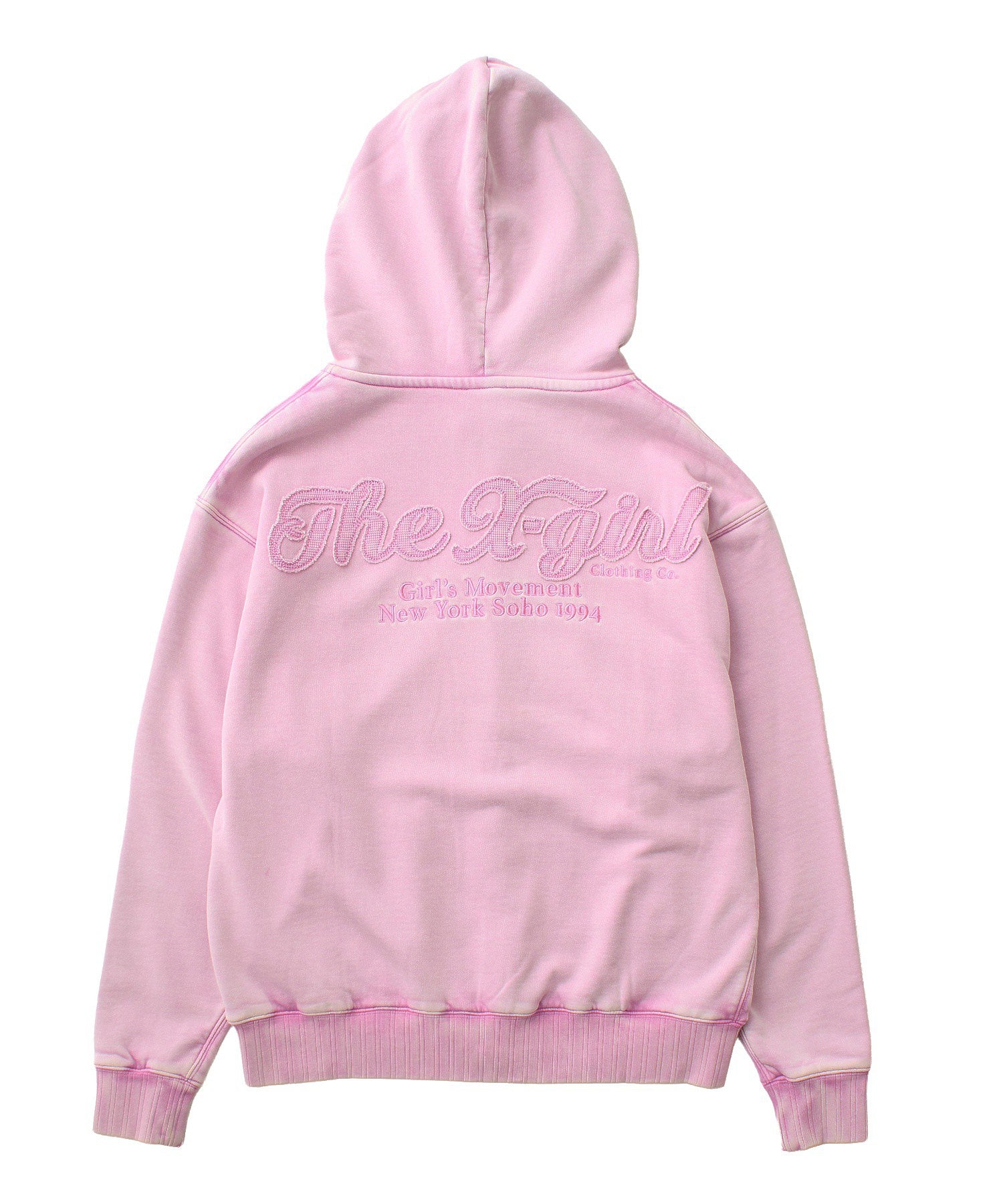 BLEACHED LOGO PATCH ZIP UP SWEAT HOODIE