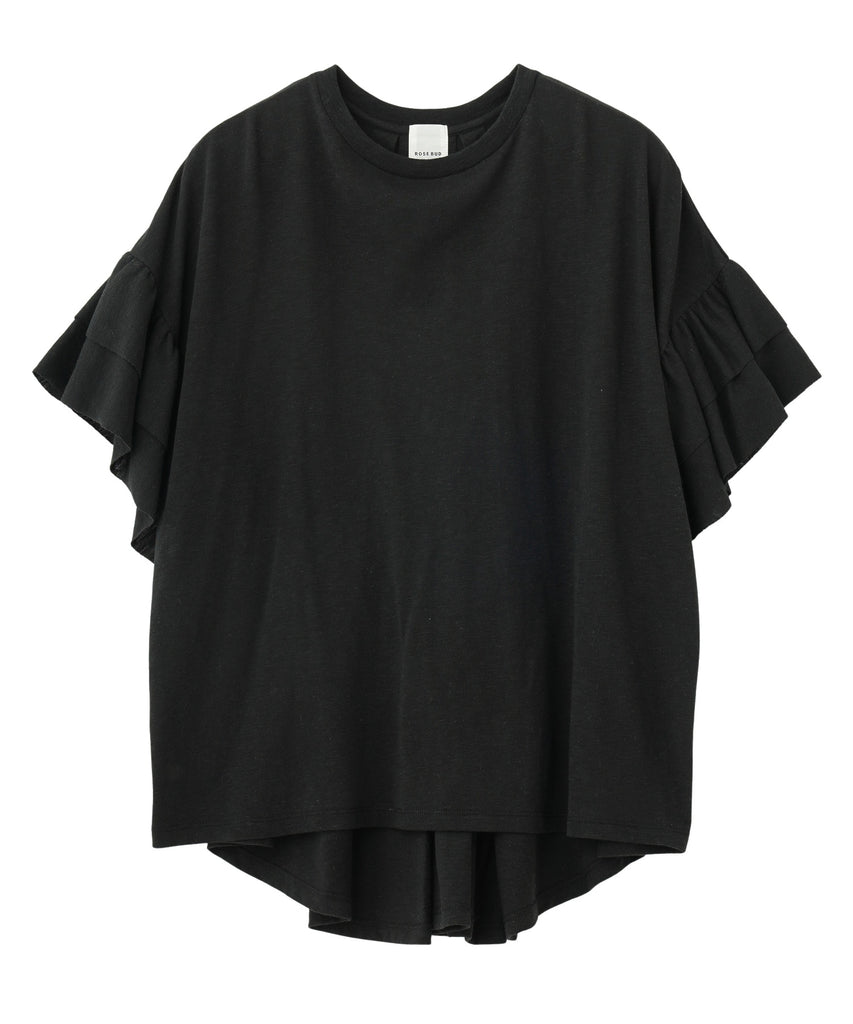 ★SALE★ GHANDA Cali Frill Tee クロップド丈 Tシャツ ブラック ☆SALE☆ GHANDA Cali Frill Tee クロップド丈 Tシャツ ブラック