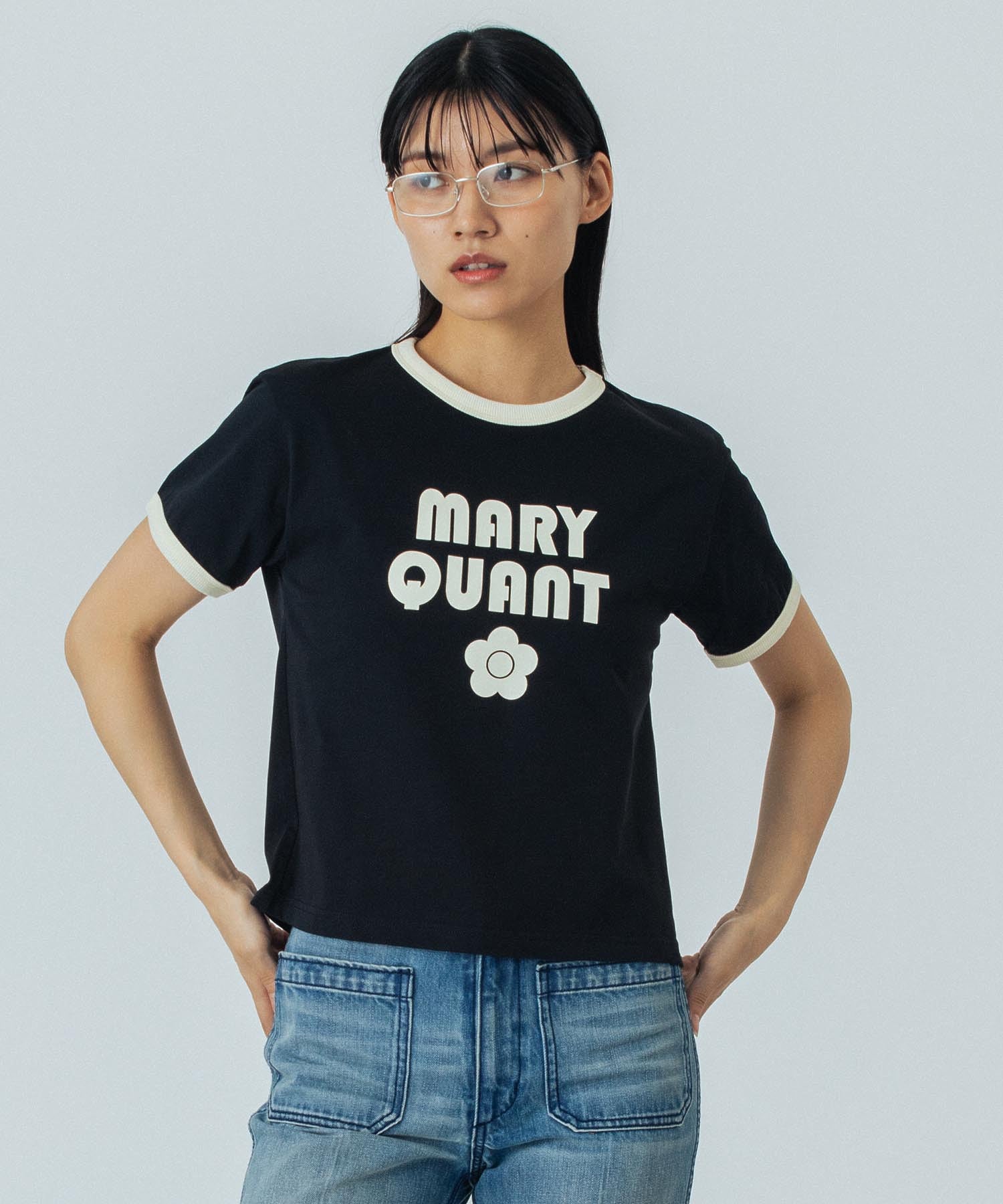 【イエローカラー/S・LサイズROSE BUD別注】MARY QUANT/RINGER TSHIRT