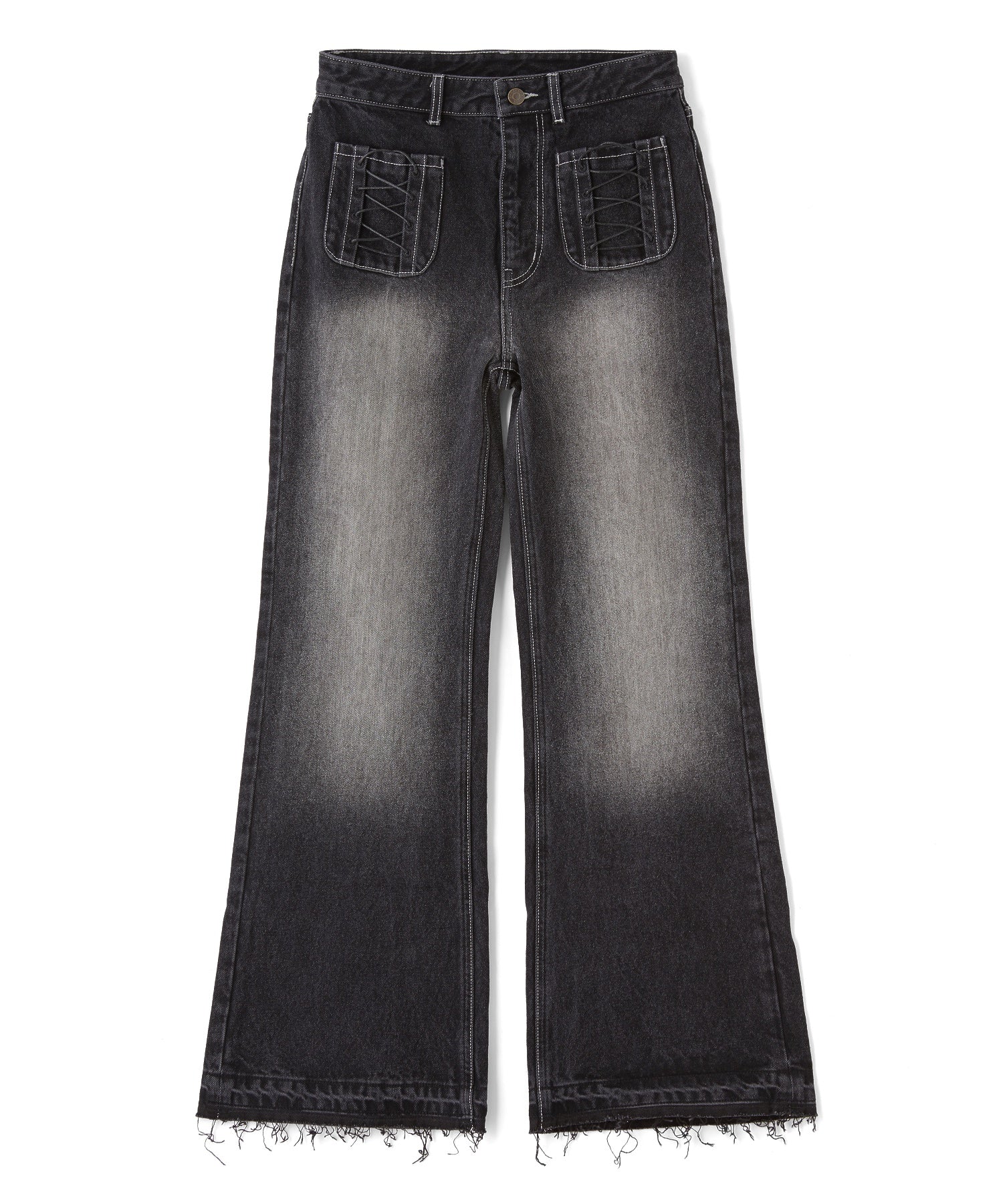 HEART POCKET FLARE DENIM PANTS