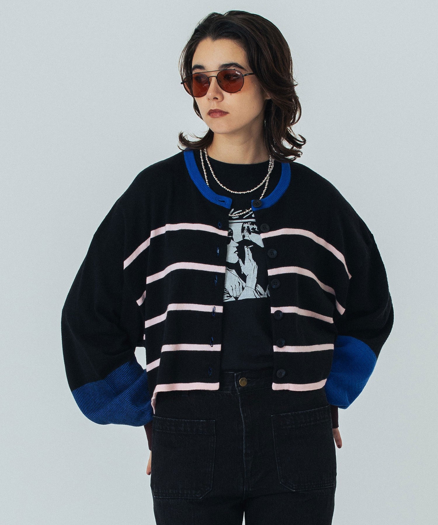 CREOLME/MULTI STRIPE KNIT CARDIGAN