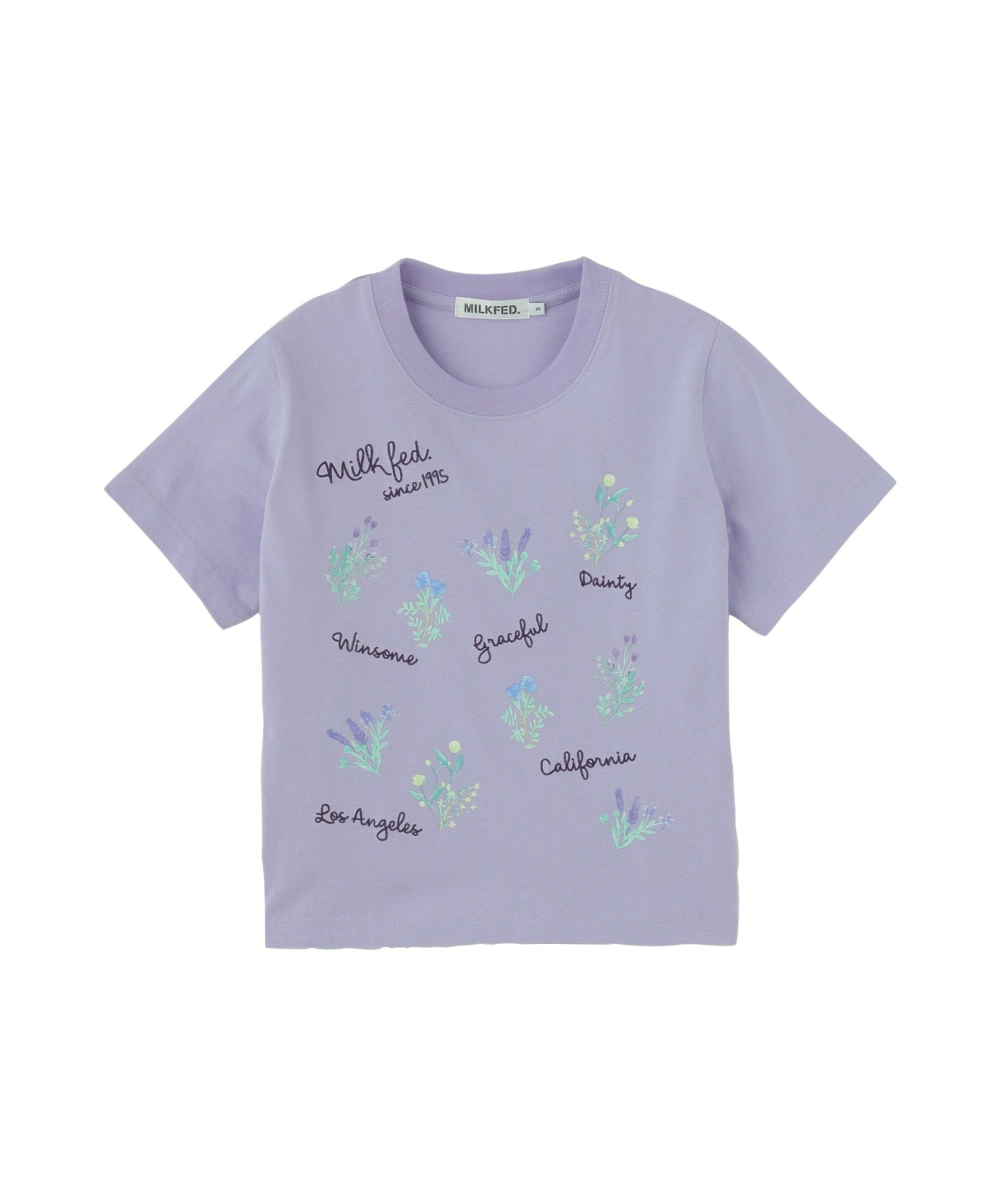 FLOWER PRINT AND EMBROIDERY COMPACT S/S TEE