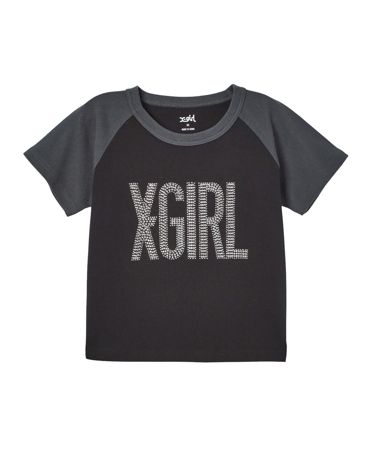RHINESTONE VERTICAL LOGO RAGLAN S/S BABY TEE