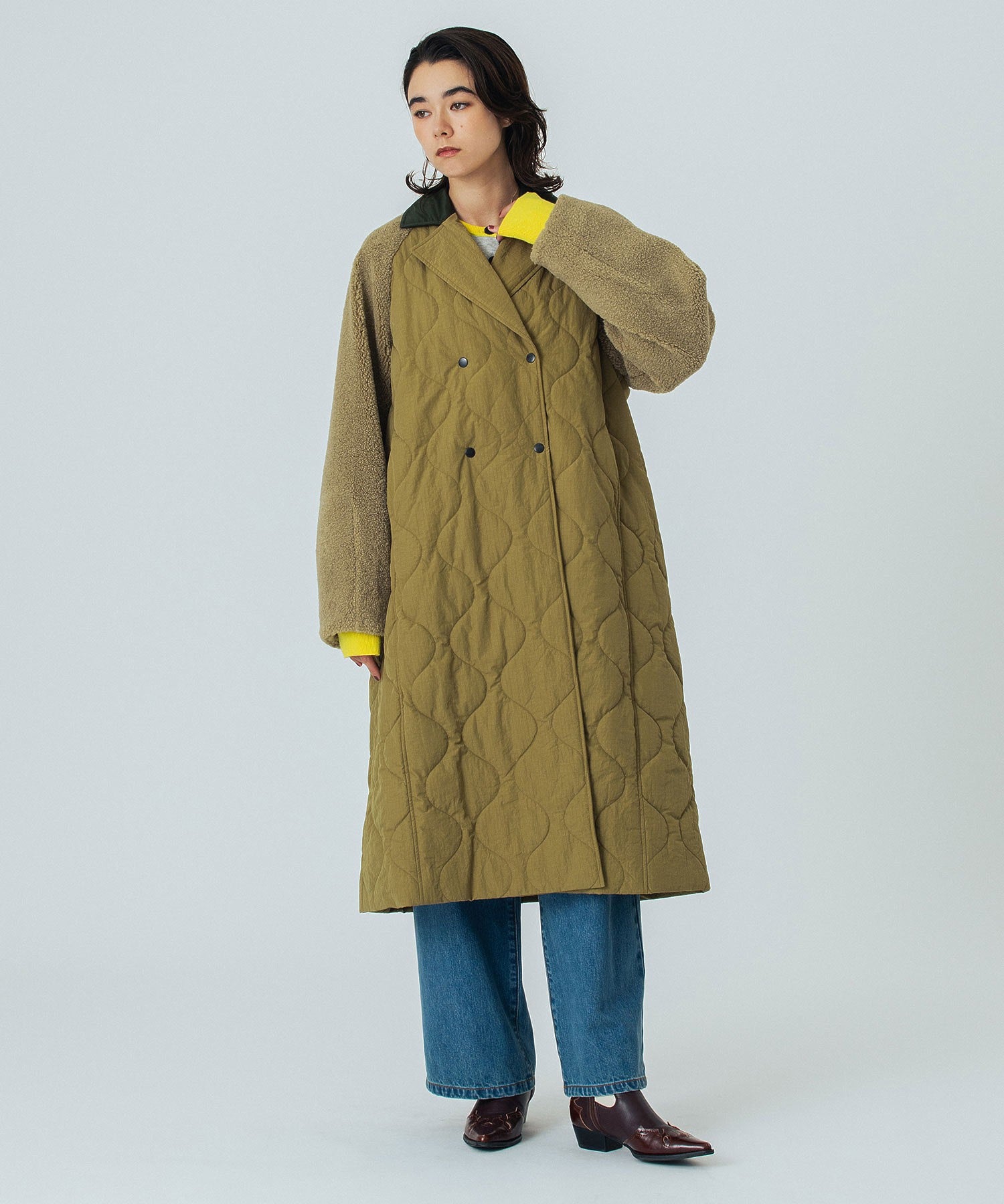 CREOLME/QUILTED LONG COAT