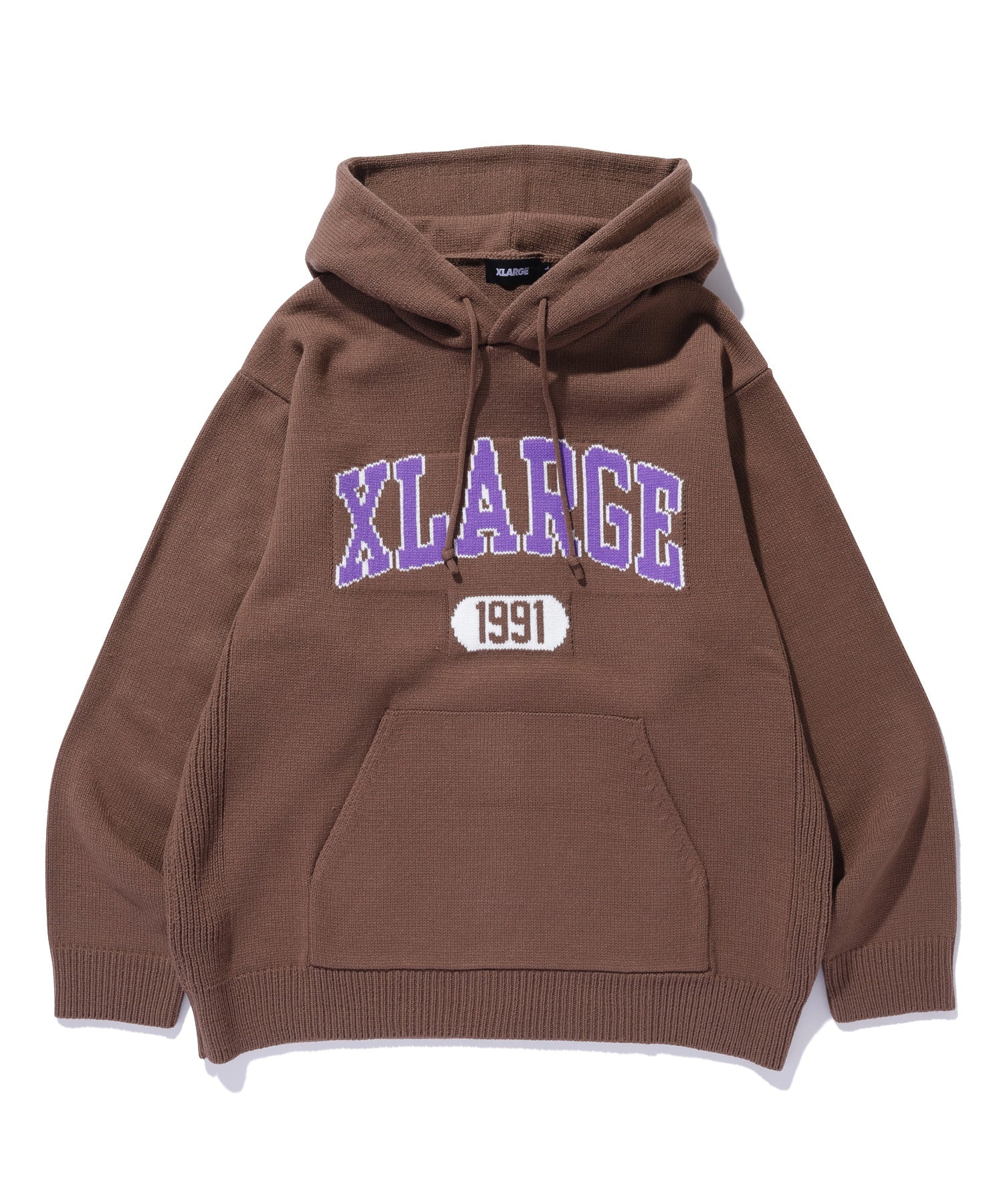 COLLEGE LOGO KNIT PULLOVER HOODIE