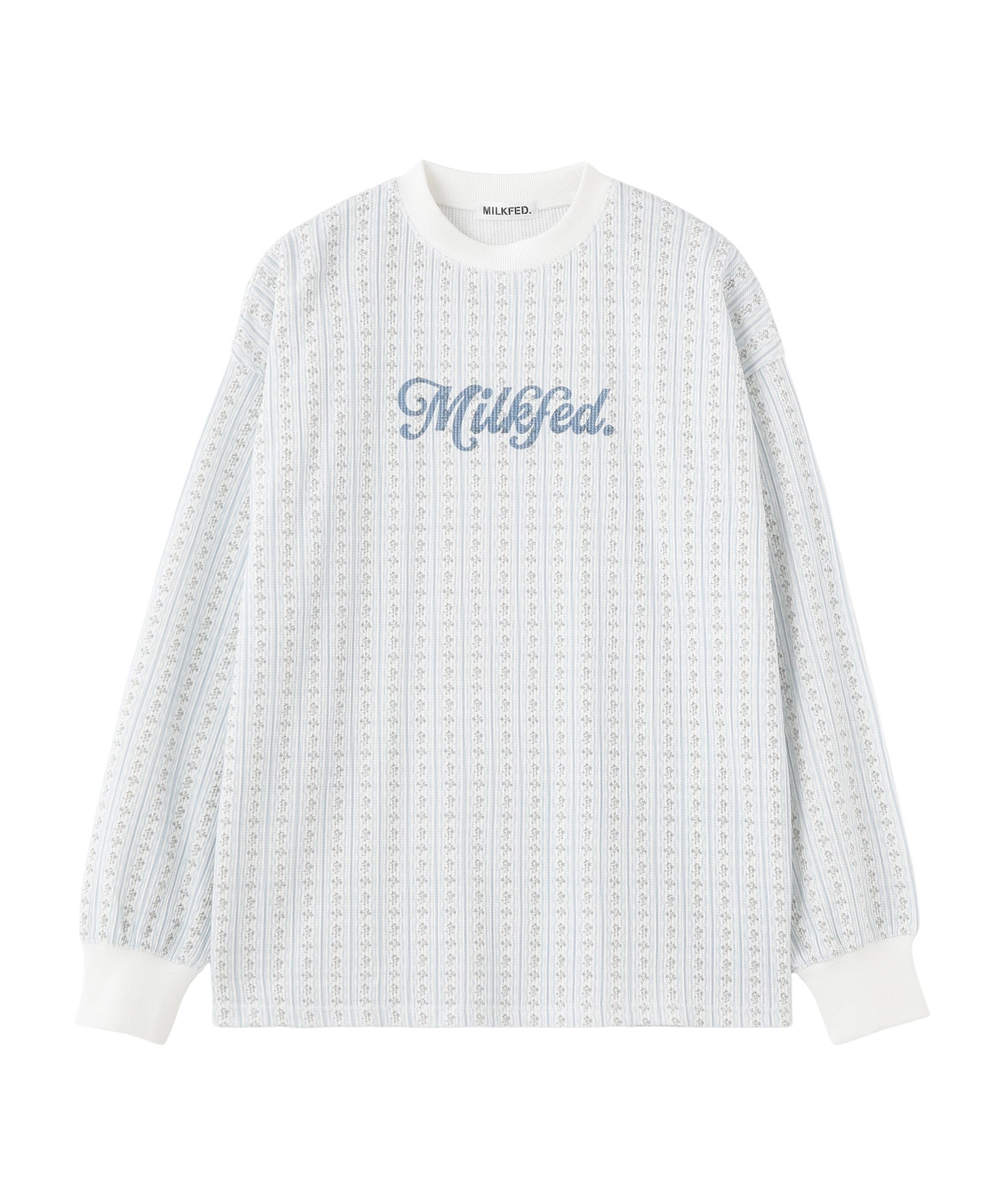 STRIPED FLOWER WAFFLE L/S TOP