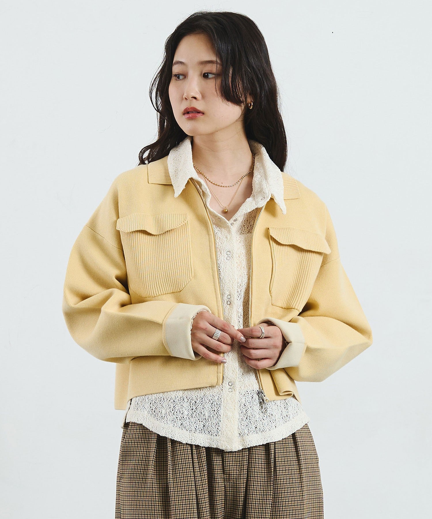 COLLARED ZIP CARDIGAN