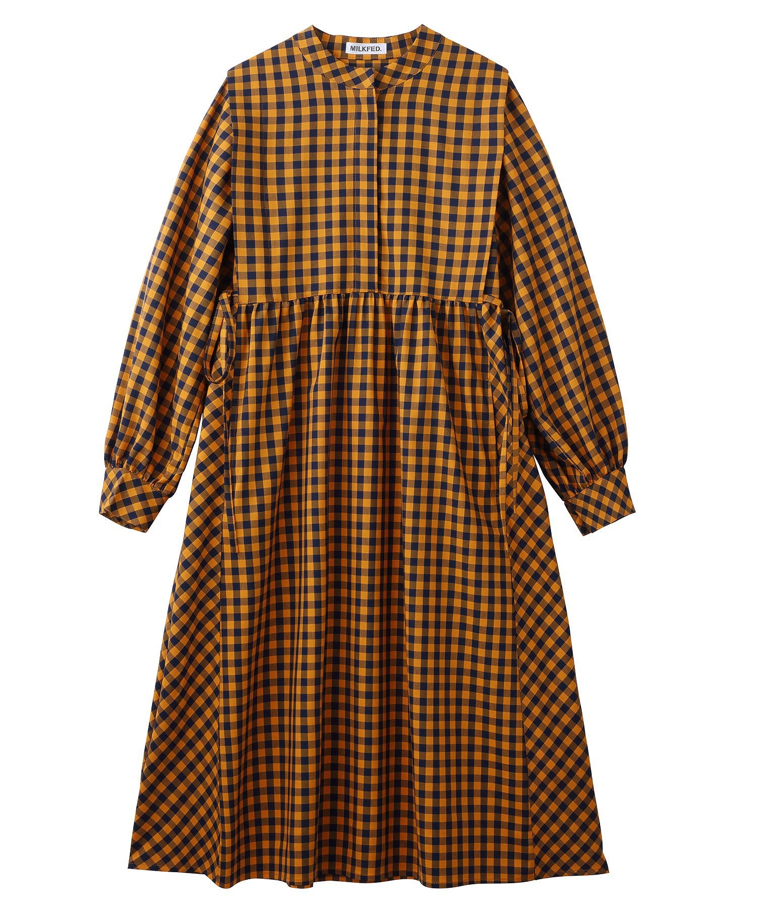 SIDE RIBBON PLAID DRESS MILKFED.