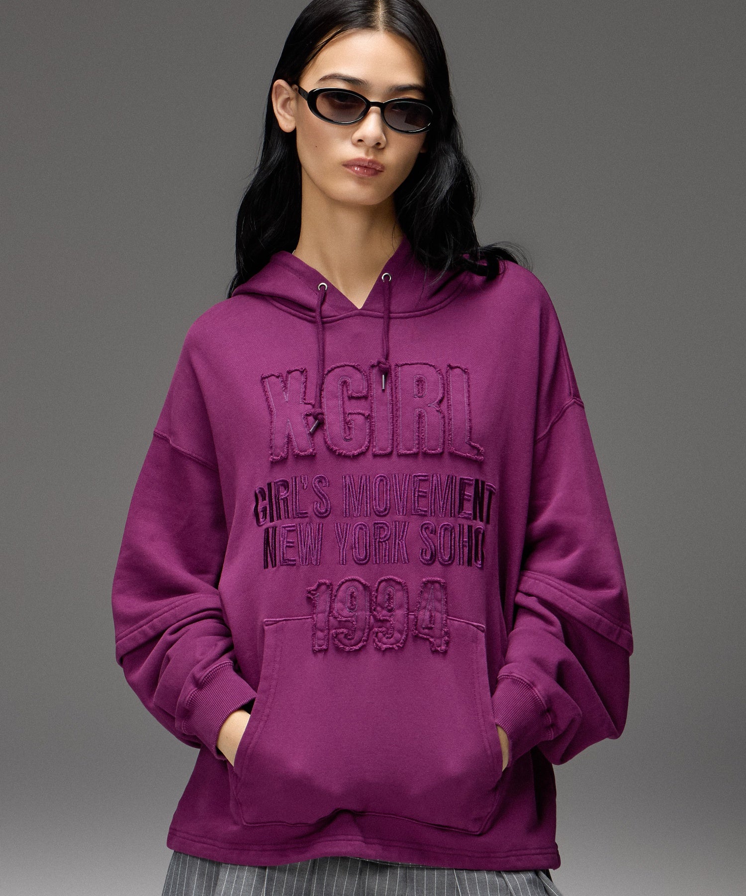 FADED LAYERED SWEAT HOODIE