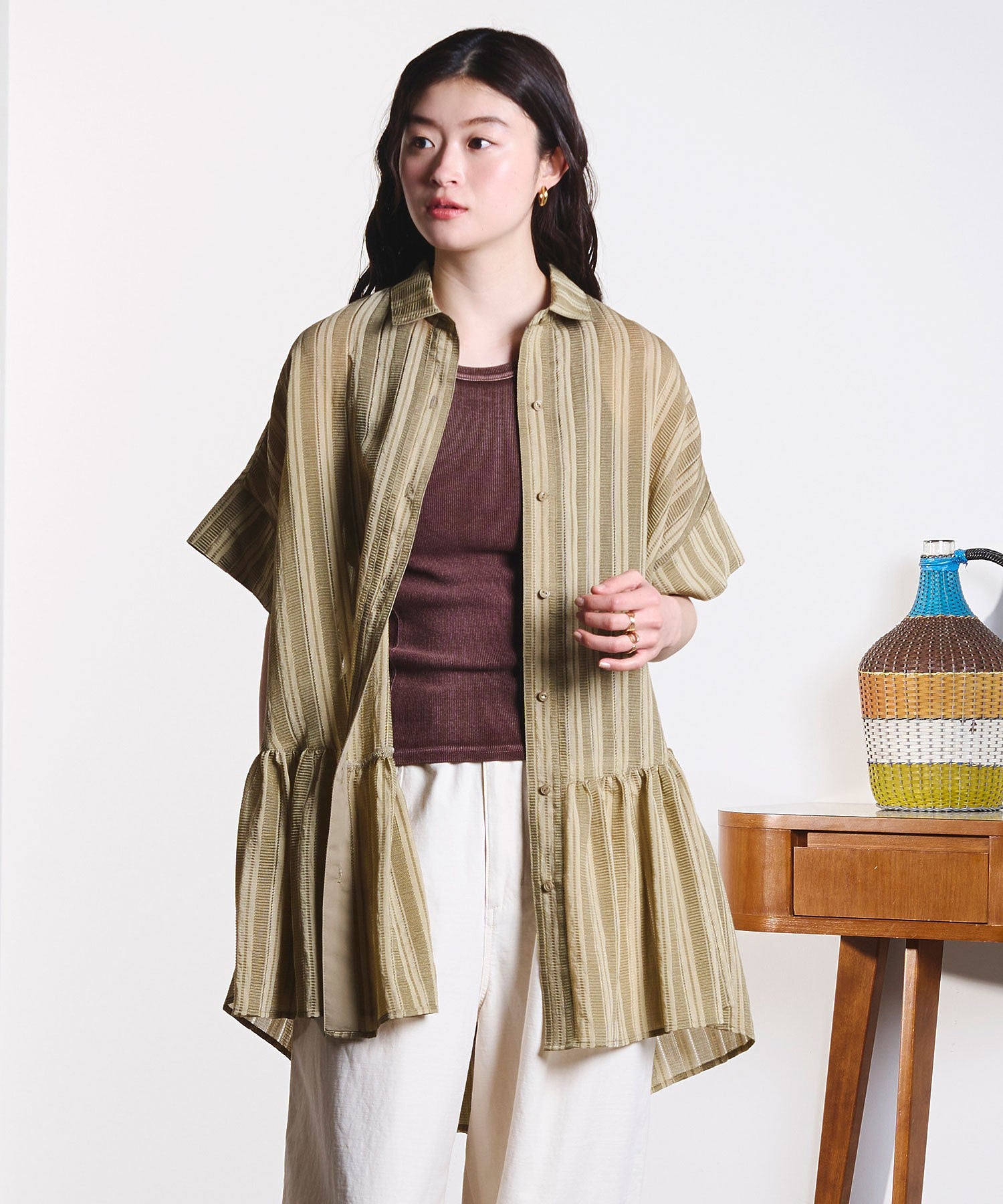 GENE HEAVENS/TIERED HEM S/S SHIRT