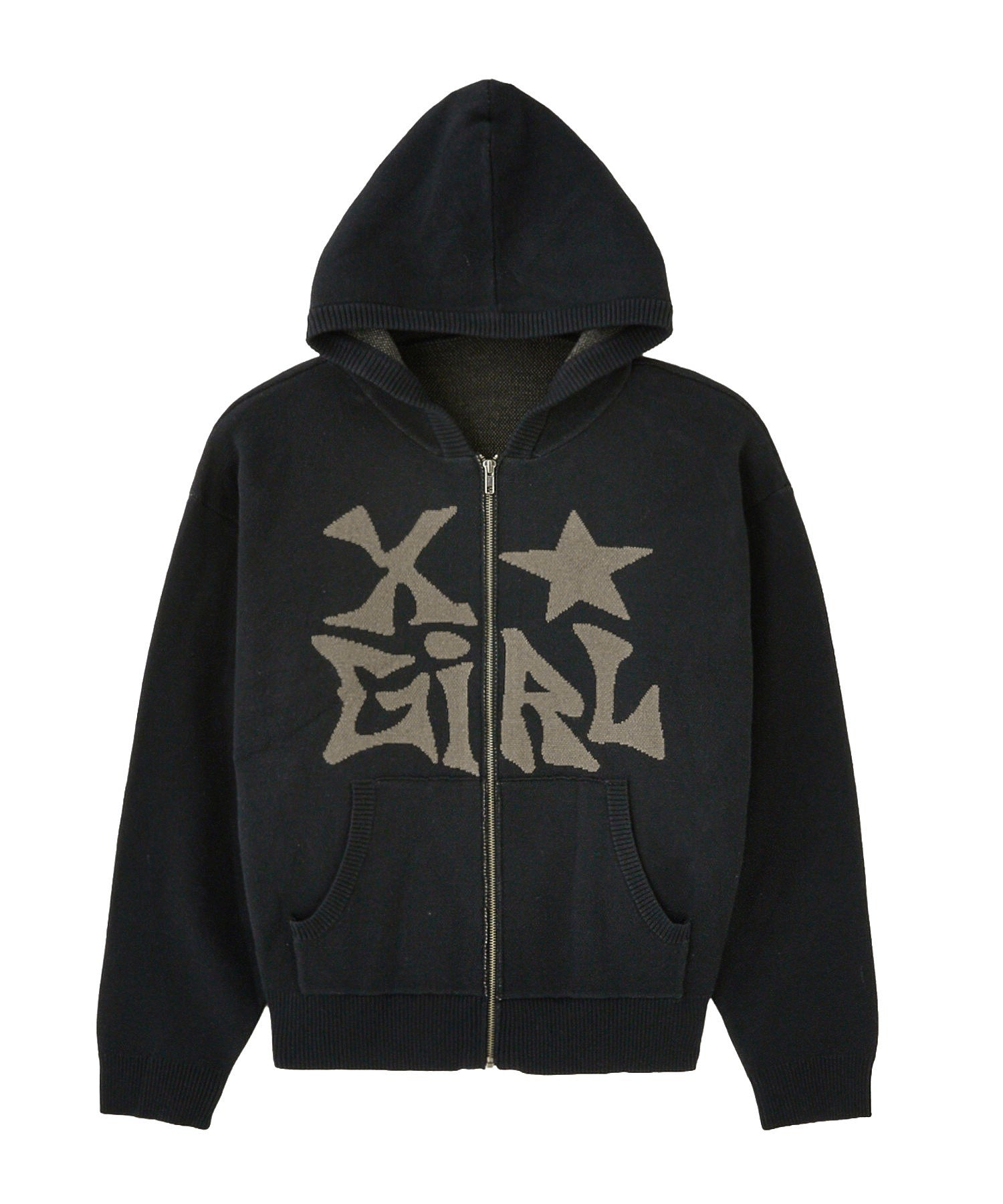JACQUARD KNIT ZIP UP HOODIE