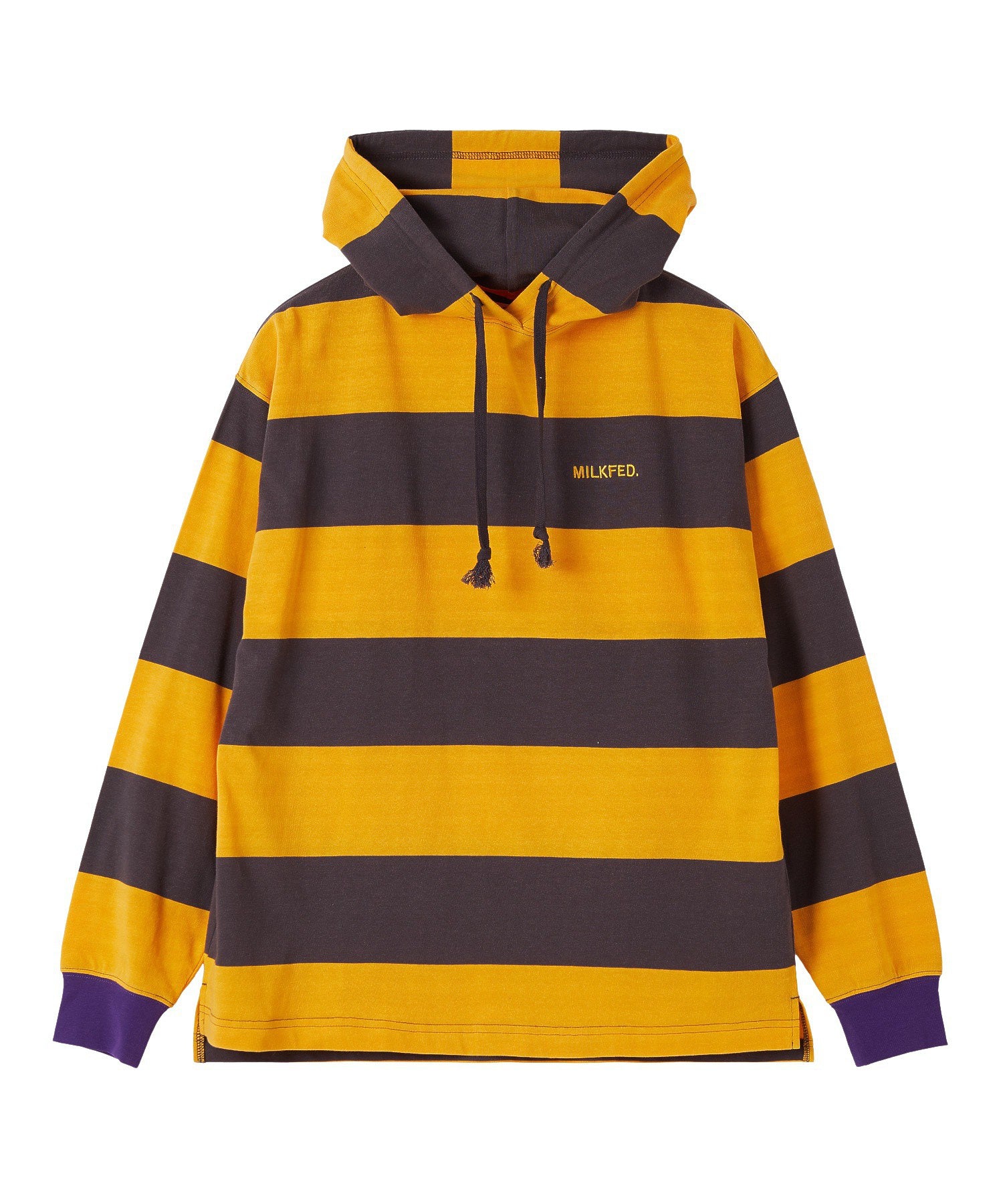CONTRAST RIB STRIPED HOODED TOP