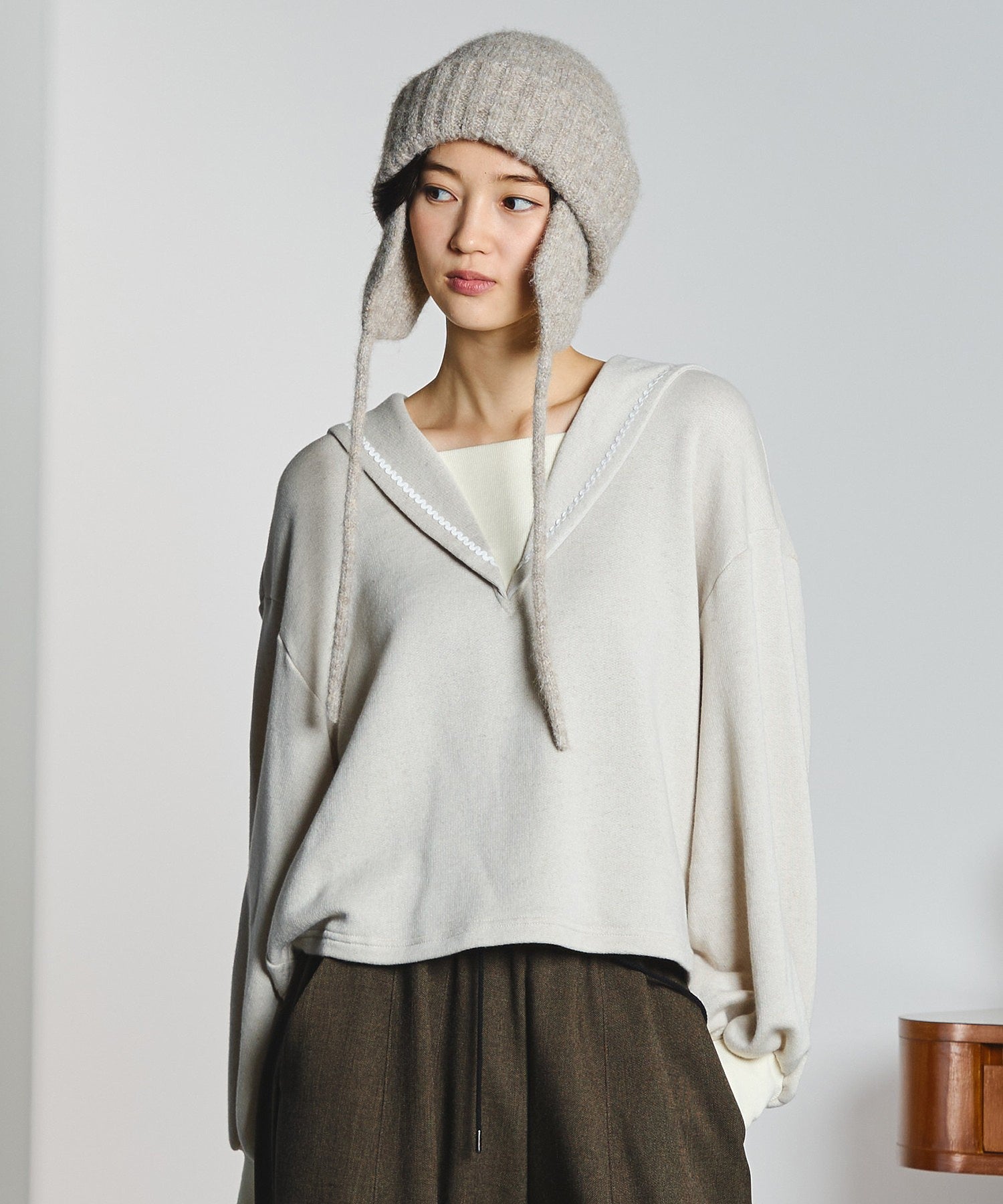 mici/SAILOR COLLAR FRENCH TERRY TOP