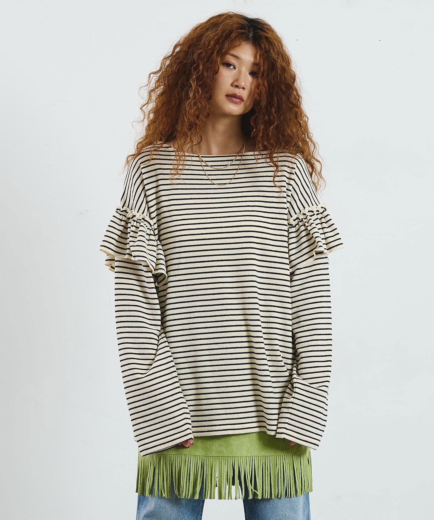 mag.by c/FRILL STRIPE L/S TOP